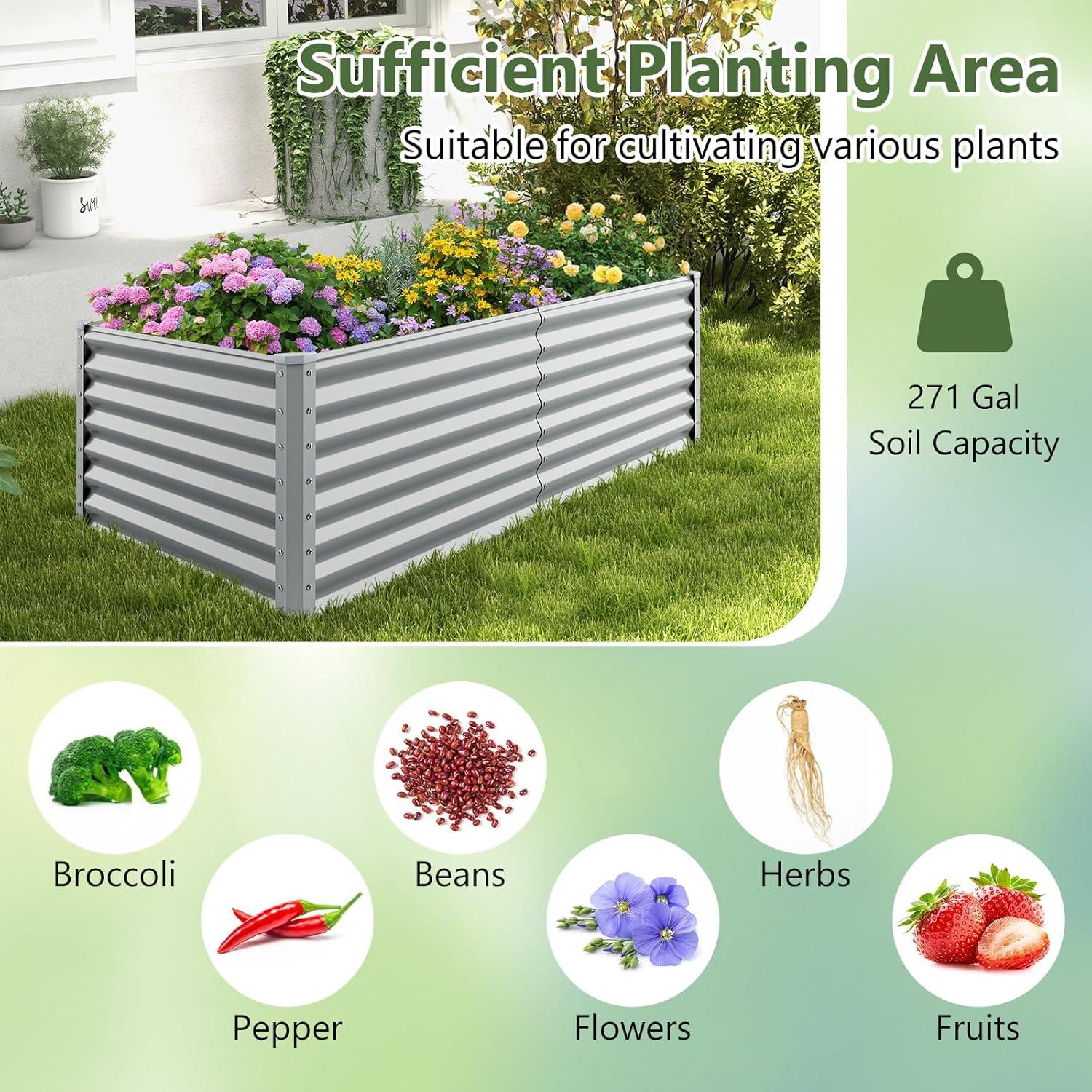 image:imageGiantex Raised Garden Bed Elevated Wood Planter Stand Garden Grow Box Kit WLegs for Vegetable Flower Herb Outdoor Planter WShelf for Garden Patio Backyard NaturalGray