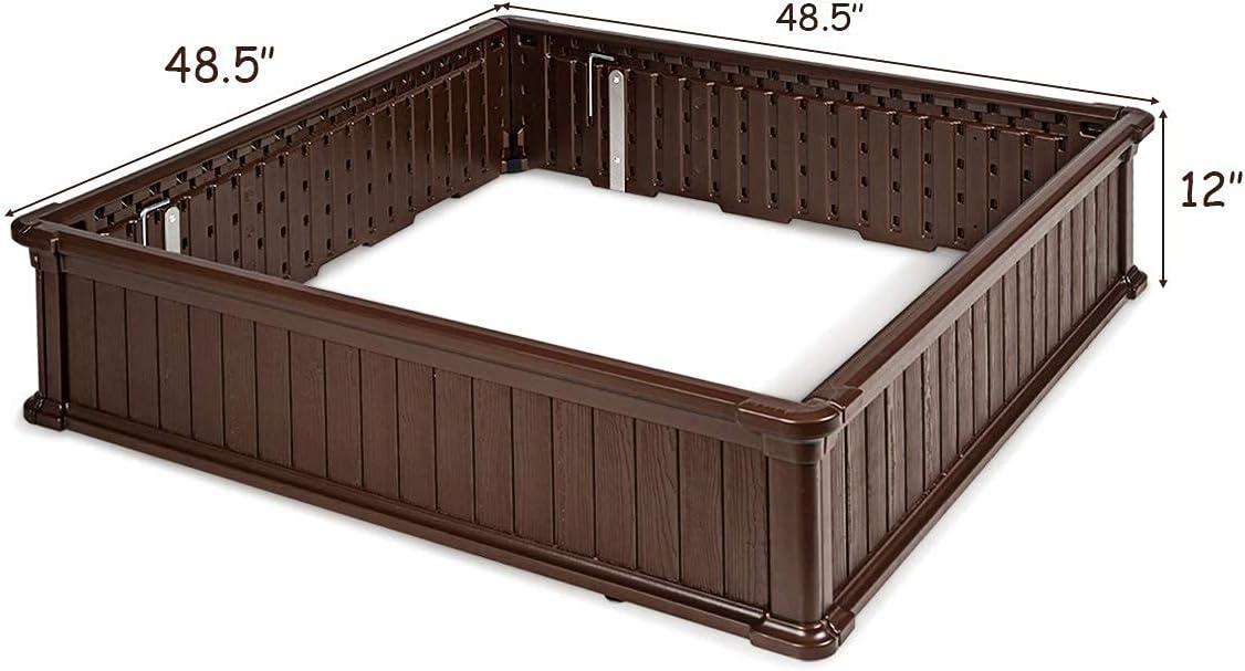 image:imageGiantex Raised Garden Bed Elevated Wood Planter Stand Garden Grow Box Kit WLegs for Vegetable Flower Herb Outdoor Planter WShelf for Garden Patio Backyard NaturalBrown