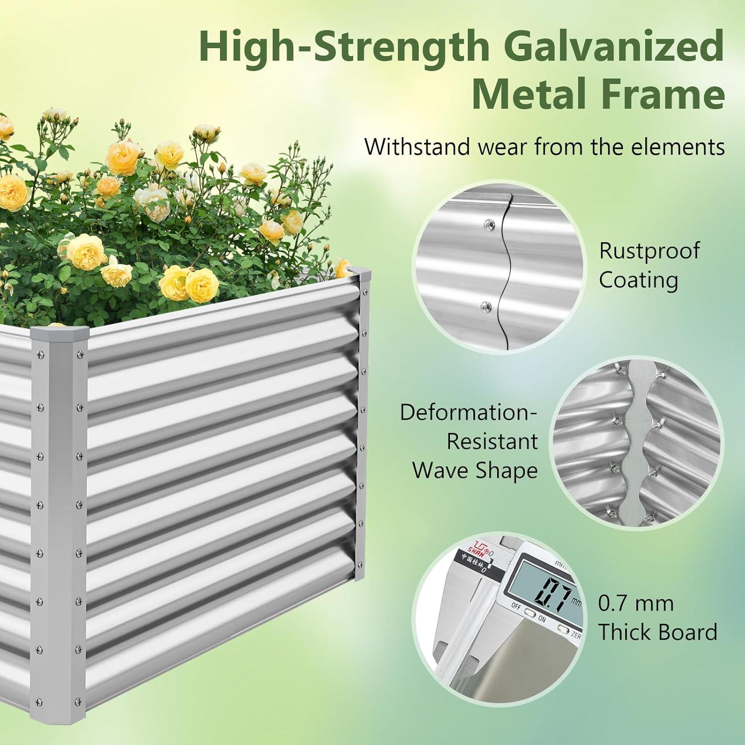 image:imageGiantex Raised Garden Bed Elevated Wood Planter Stand Garden Grow Box Kit WLegs for Vegetable Flower Herb Outdoor Planter WShelf for Garden Patio Backyard NaturalSilver