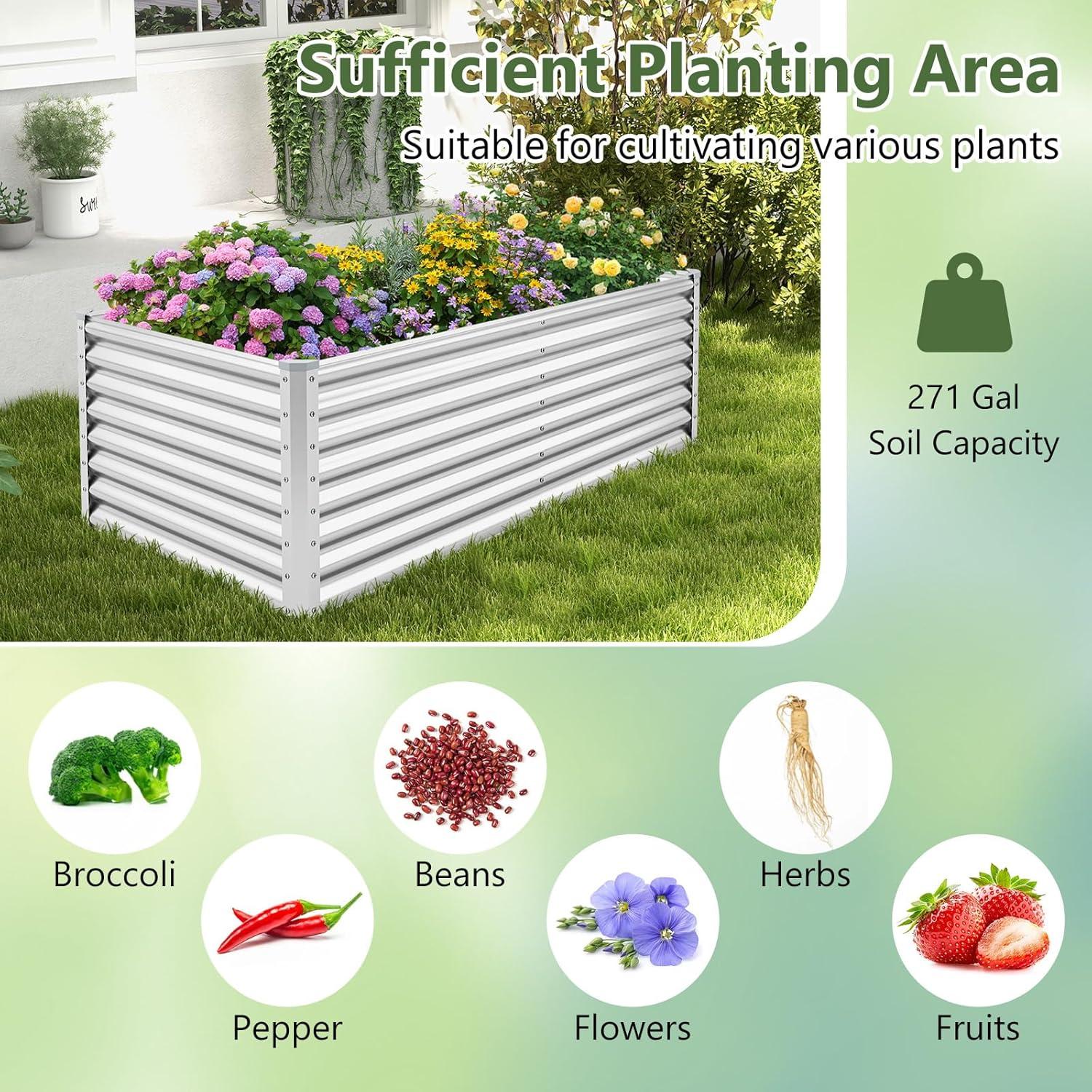 image:imageGiantex Raised Garden Bed Elevated Wood Planter Stand Garden Grow Box Kit WLegs for Vegetable Flower Herb Outdoor Planter WShelf for Garden Patio Backyard NaturalSilver