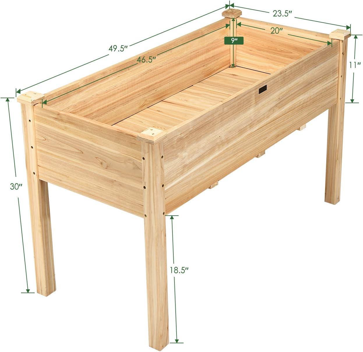 image:imageGiantex Raised Garden Bed Elevated Wood Planter Stand Garden Grow Box Kit WLegs for Vegetable Flower Herb Outdoor Planter WShelf for Garden Patio Backyard NaturalWood