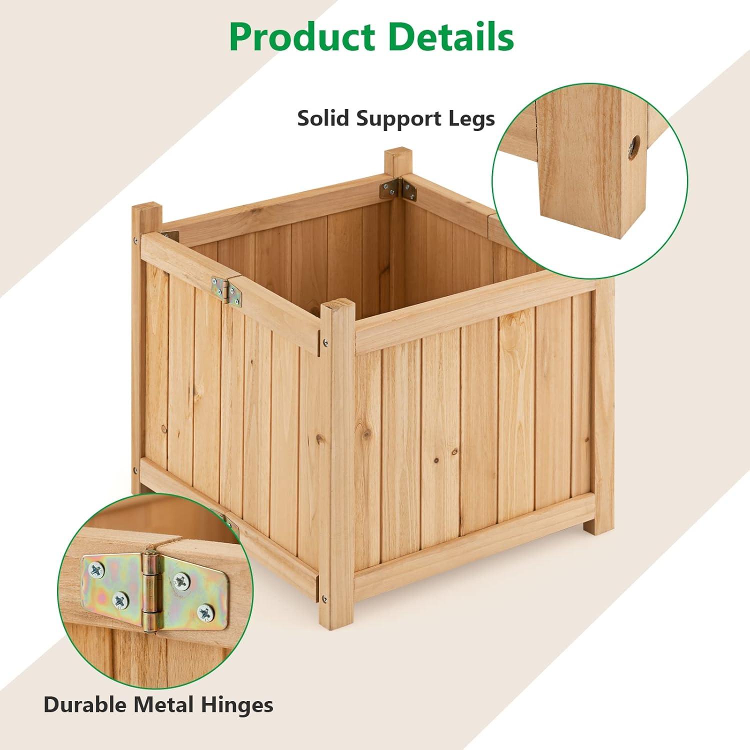 image:imageGiantex Raised Garden Bed Folding Flower Planter Vegetable Folding Planting Box for Patio Lawn Garden Backyard Elevated Outdoor Wood Planter Boxes 275 Lx12 Wx10 HNatural
