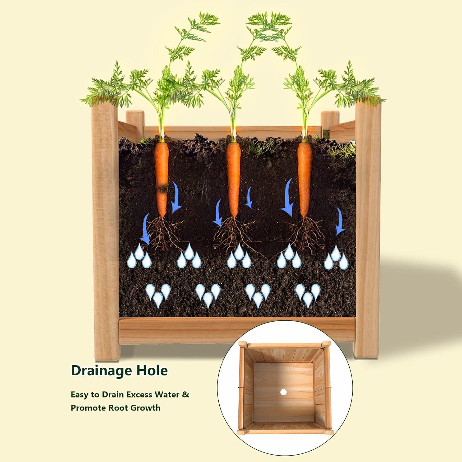 image:imageGiantex Raised Garden Bed Folding Flower Planter Vegetable Folding Planting Box for Patio Lawn Garden Backyard Elevated Outdoor Wood Planter Boxes 275 Lx12 Wx10 HBeige