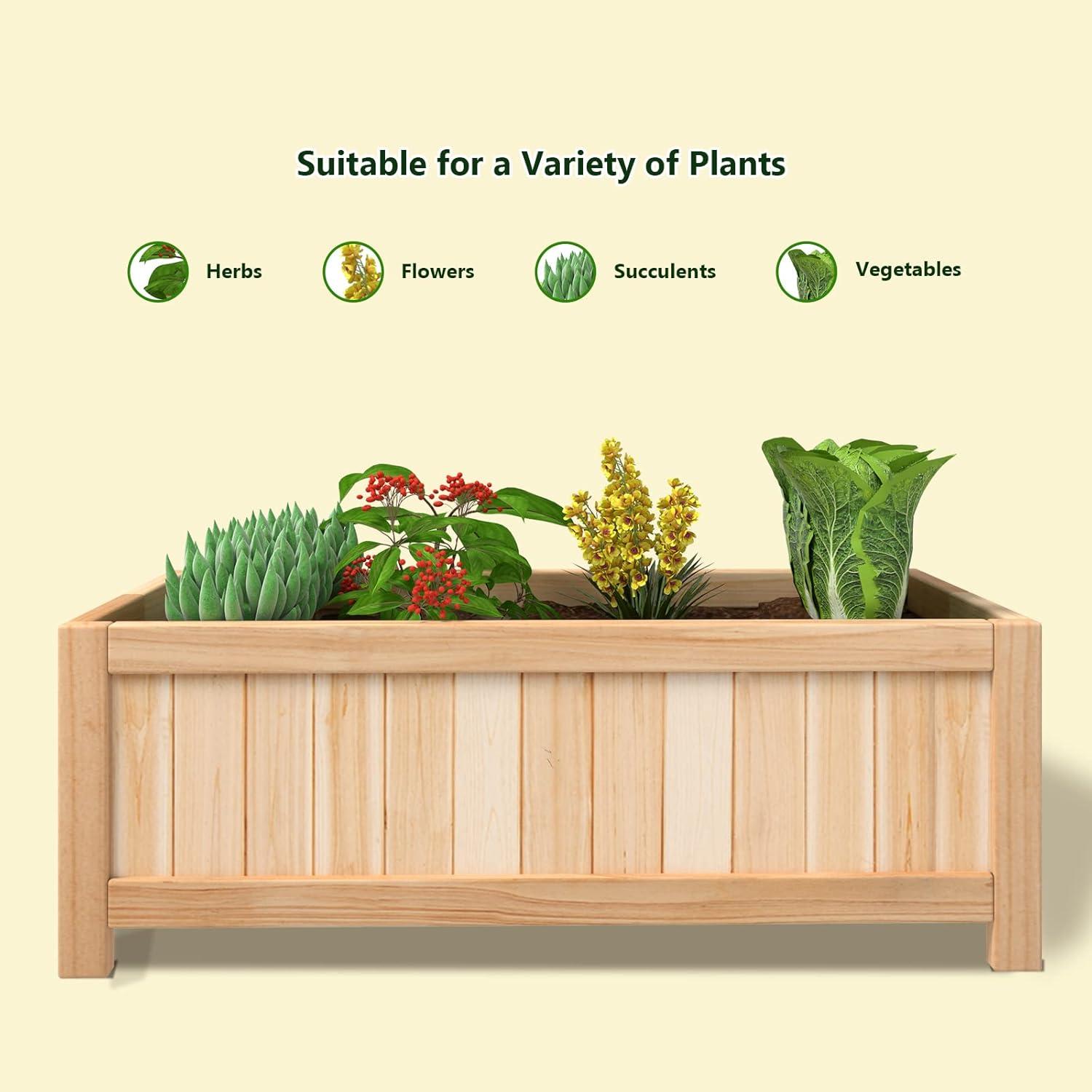 image:imageGiantex Raised Garden Bed Folding Flower Planter Vegetable Folding Planting Box for Patio Lawn Garden Backyard Elevated Outdoor Wood Planter Boxes 275 Lx12 Wx10 HBeige