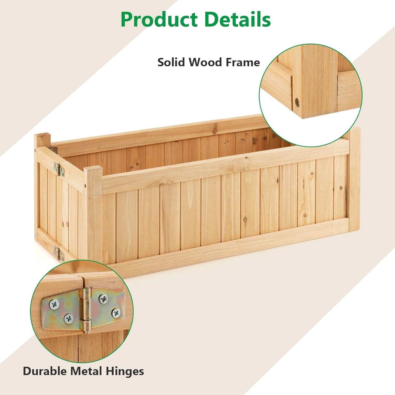image:imageGiantex Raised Garden Bed Folding Flower Planter Vegetable Folding Planting Box for Patio Lawn Garden Backyard Elevated Outdoor Wood Planter Boxes 275 Lx12 Wx10 HNatural