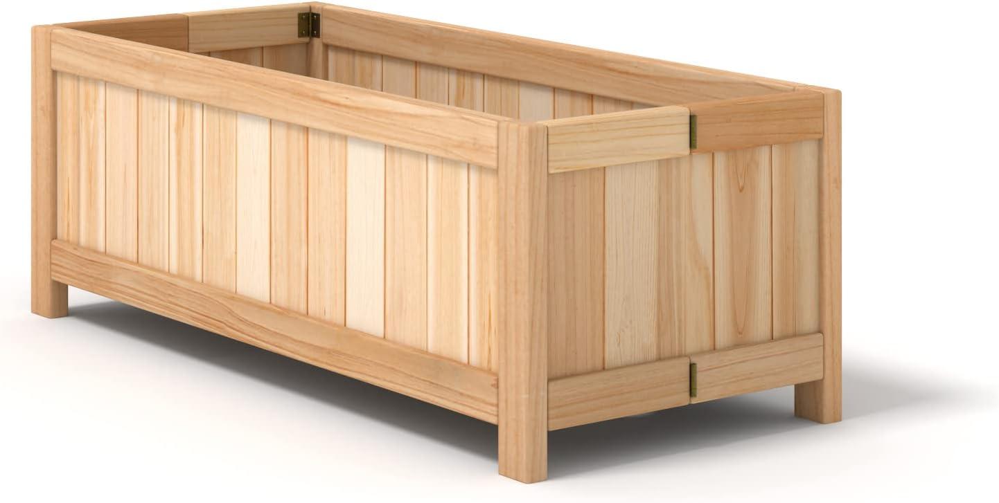 image:imageGiantex Raised Garden Bed Folding Flower Planter Vegetable Folding Planting Box for Patio Lawn Garden Backyard Elevated Outdoor Wood Planter Boxes 275 Lx12 Wx10 HBeige