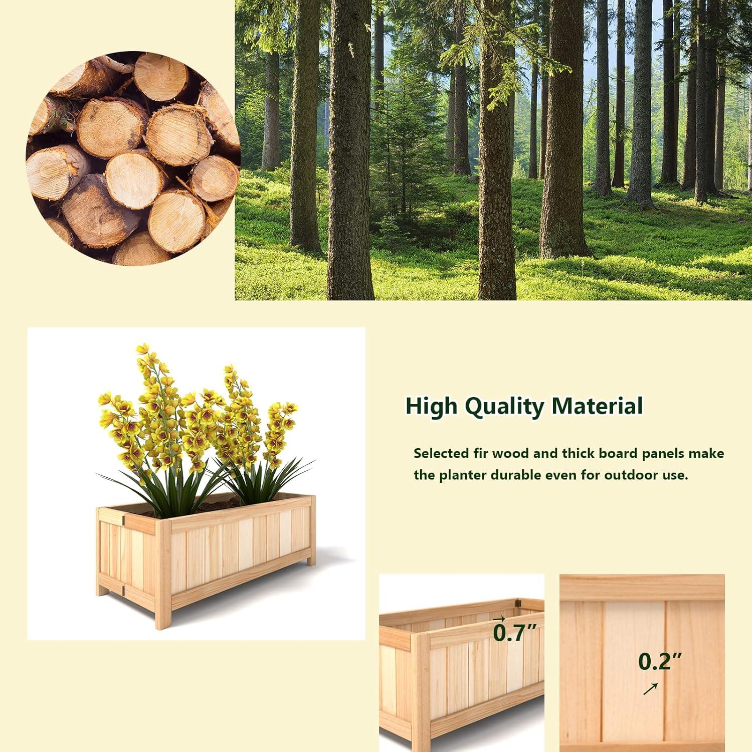 image:imageGiantex Raised Garden Bed Folding Flower Planter Vegetable Folding Planting Box for Patio Lawn Garden Backyard Elevated Outdoor Wood Planter Boxes 275 Lx12 Wx10 HBeige