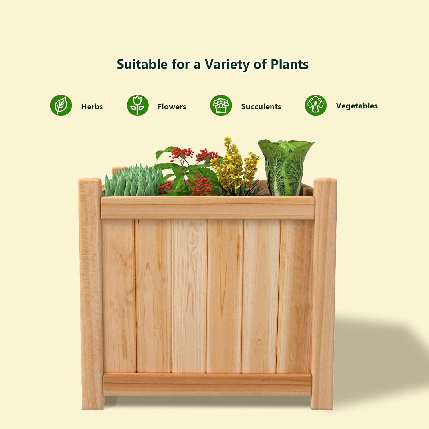 image:imageGiantex Raised Garden Bed Folding Flower Planter Vegetable Folding Planting Box for Patio Lawn Garden Backyard Elevated Outdoor Wood Planter Boxes 275 Lx12 Wx10 HBeige