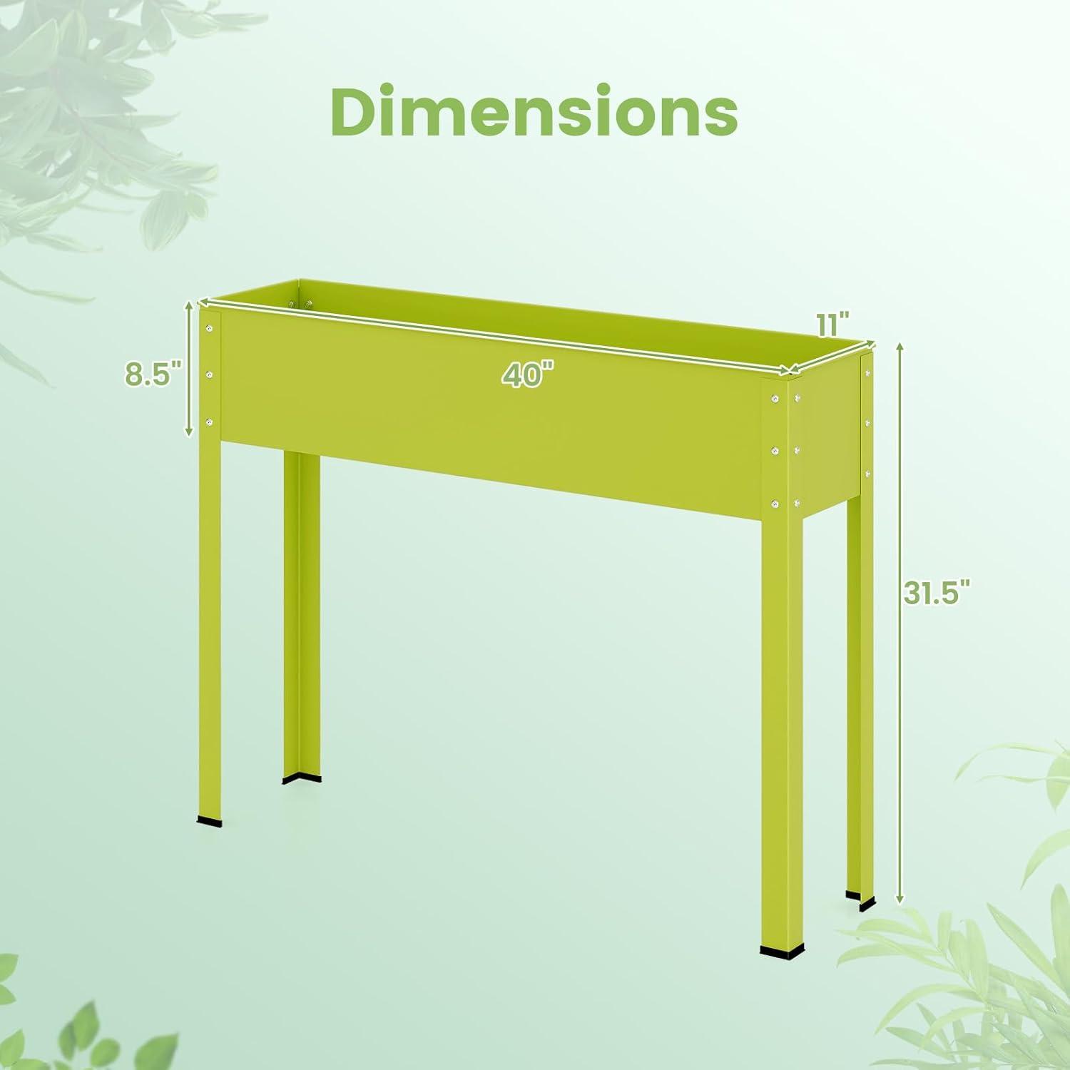 image:imageGiantex Raised Garden Bed Metal Planter Box with Legs Drain Hole Outdoor Indoor Elevated Garden Box for Vegetable Flower Herb Fruit Standing Raised Beds for Backyard Porch Balcony GreenGreen