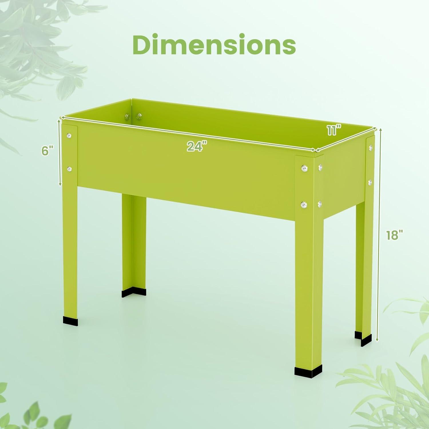 image:imageGiantex Raised Garden Bed Metal Planter Box with Legs Drain Hole Outdoor Indoor Elevated Garden Box for Vegetable Flower Herb Fruit Standing Raised Beds for Backyard Porch Balcony GreenGreen