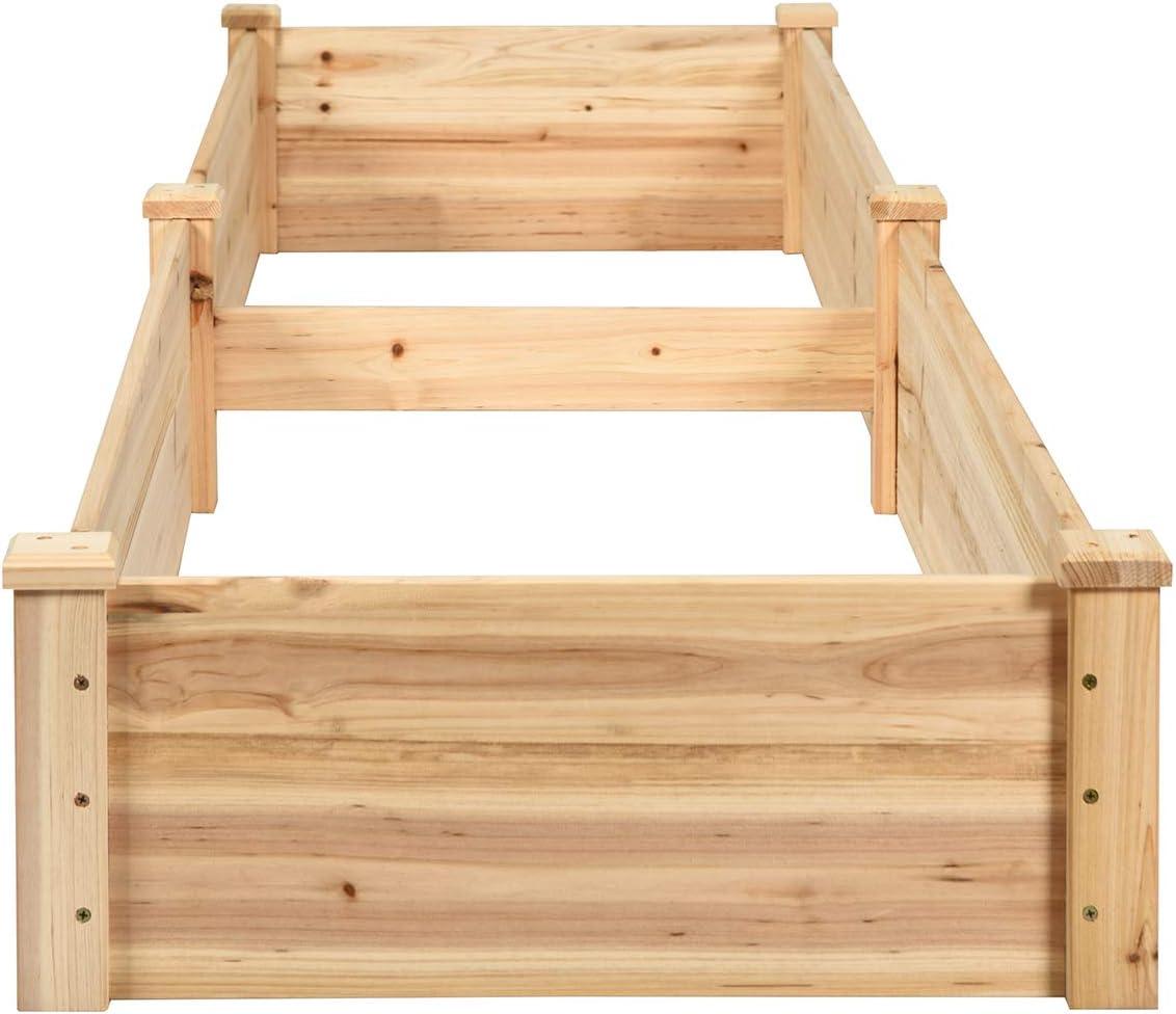 image:imageGiantex Raised Garden Bed Planter Wooden Elevated Vegetable Planter Kit Box Grow for Patio Deck Balcony Outdoor Gardening Natural