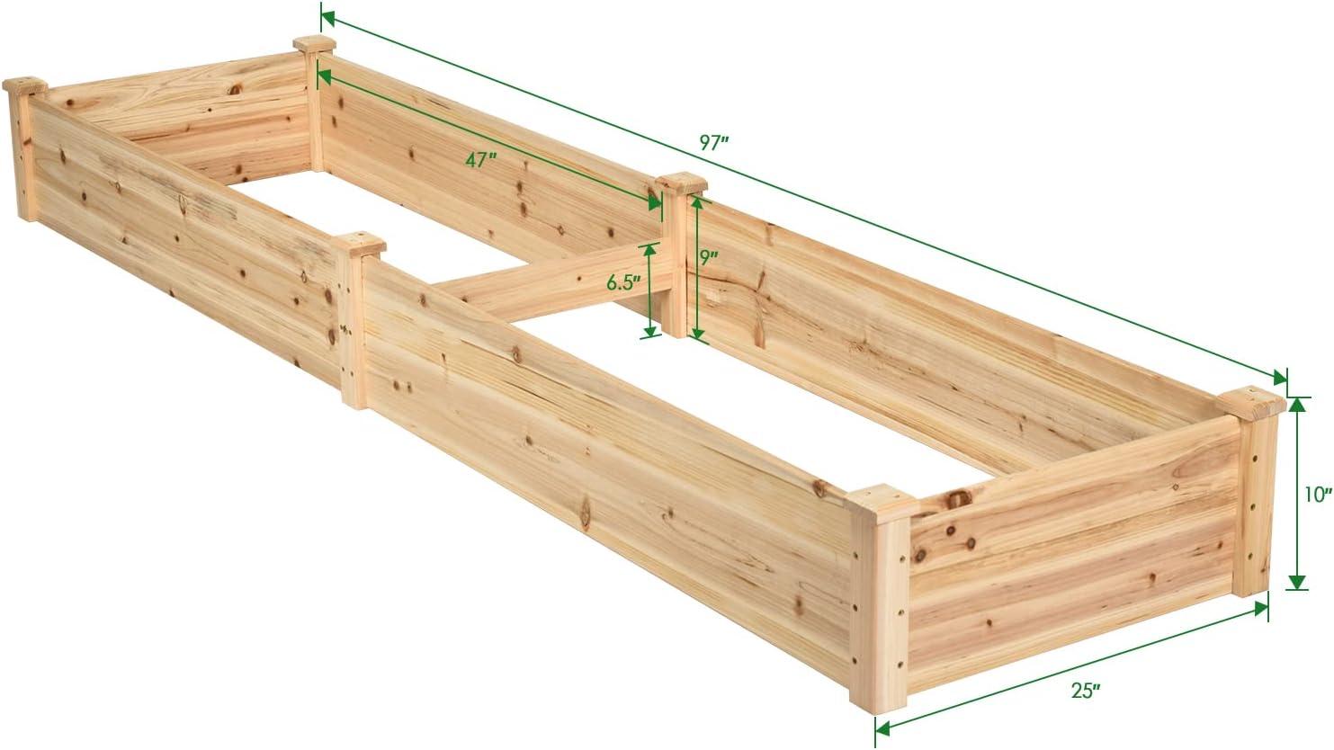 image:imageGiantex Raised Garden Bed Planter Wooden Elevated Vegetable Planter Kit Box Grow for Patio Deck Balcony Outdoor Gardening Natural