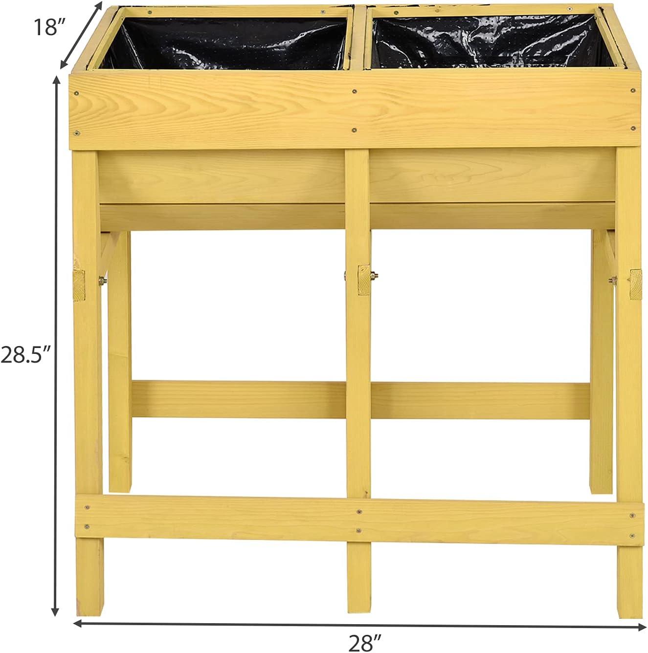 image:imageGiantex Raised Garden Bed Planter for Flower Vegetables Outdoor Plant Box Patio Backyard Easy Assembly 485Lx485Wx12H BrownYellow