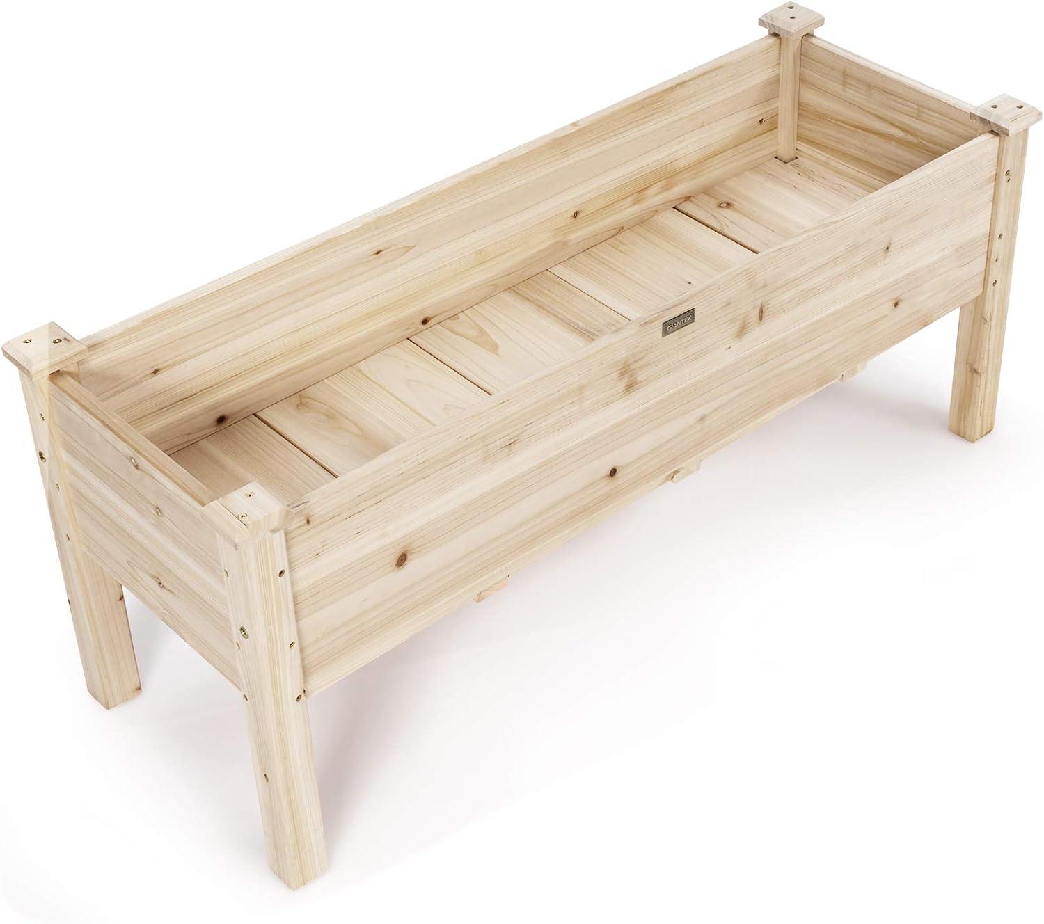 image:imageGiantex Raised Garden Bed on Wheels Wood Planter Box with Legs Liner Drain Holes Elevated Garden Bed for Vegetables Standing Garden Container for Backyard Patio 475 LX 235 WX 33 H475x17x20