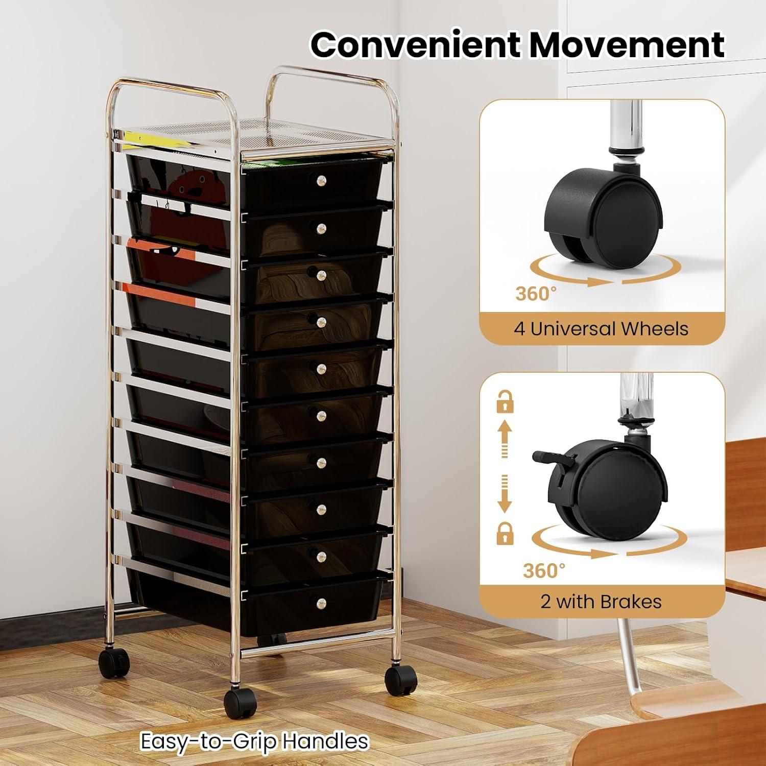 image:imageGiantex Rolling Storage Cart w 4 Drawers 2 Shelves Metal Rack Shelf Home Office School Beauty Salon Utility Organizer Cart with Wheels Blue amp GreenBlack