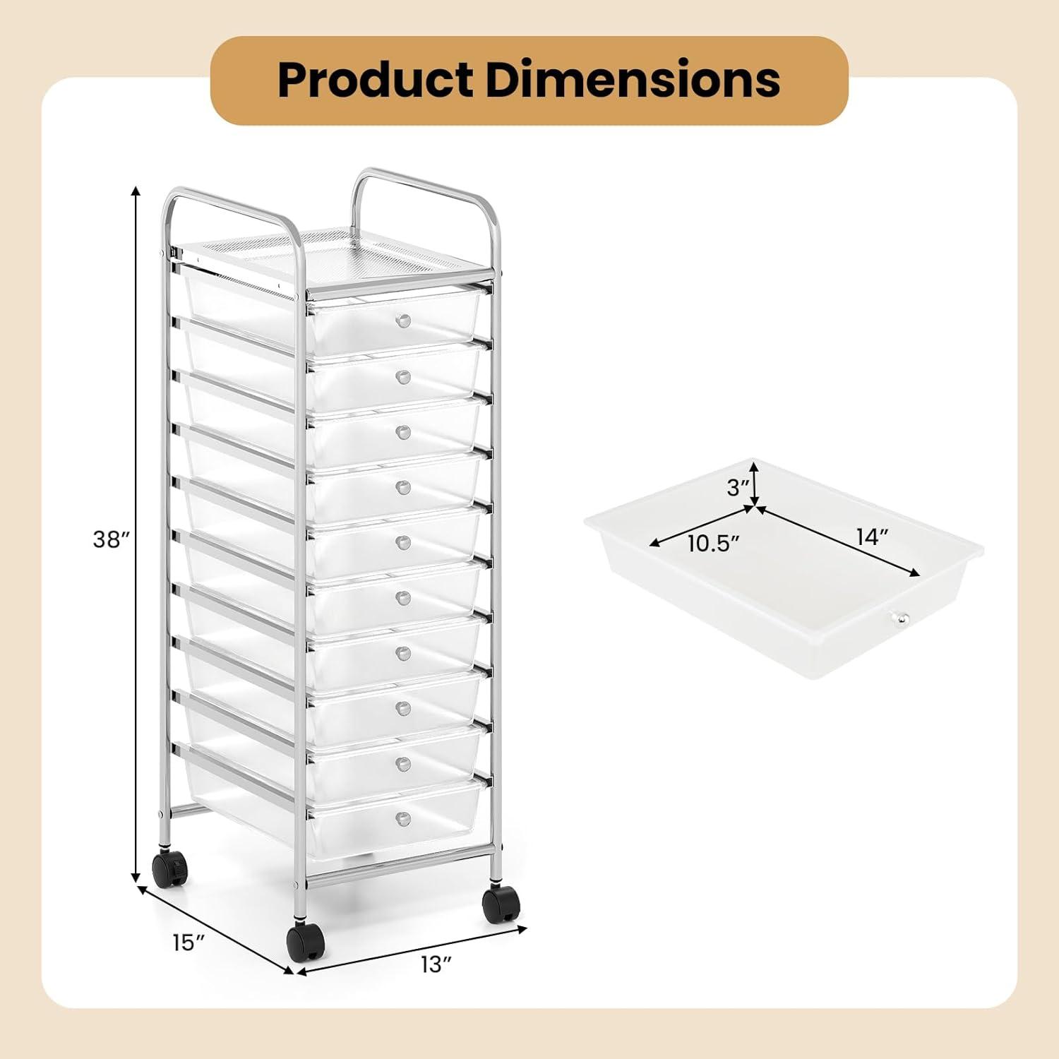 image:imageGiantex Rolling Storage Cart w 4 Drawers 2 Shelves Metal Rack Shelf Home Office School Beauty Salon Utility Organizer Cart with Wheels Blue amp GreenClear White