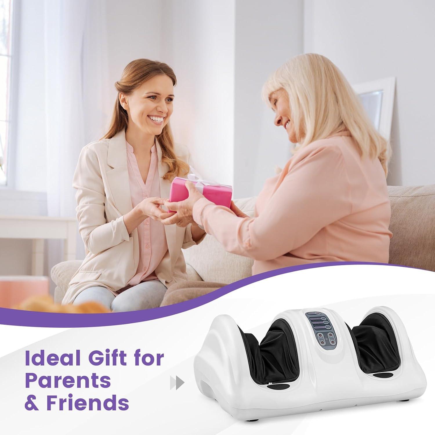 image:imageGiantex Shiatsu Foot Massager Machine for Feet Nerve Pain Therapy Spa Gift Deep Kneading Rolling Massage for Leg Calf Ankle Electric Shiatsu Foot Massager wRemote 4 Modes GrayWhite