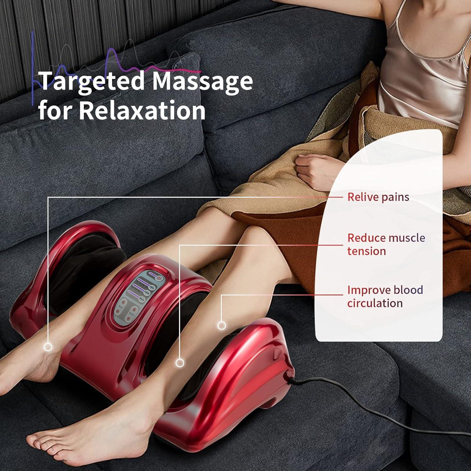image:imageGiantex Shiatsu Foot Massager Machine for Feet Nerve Pain Therapy Spa Gift Deep Kneading Rolling Massage for Leg Calf Ankle Electric Shiatsu Foot Massager wRemote 4 Modes GrayRed