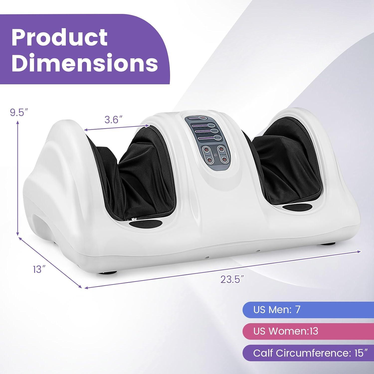 image:imageGiantex Shiatsu Foot Massager Machine for Feet Nerve Pain Therapy Spa Gift Deep Kneading Rolling Massage for Leg Calf Ankle Electric Shiatsu Foot Massager wRemote 4 Modes GrayWhite