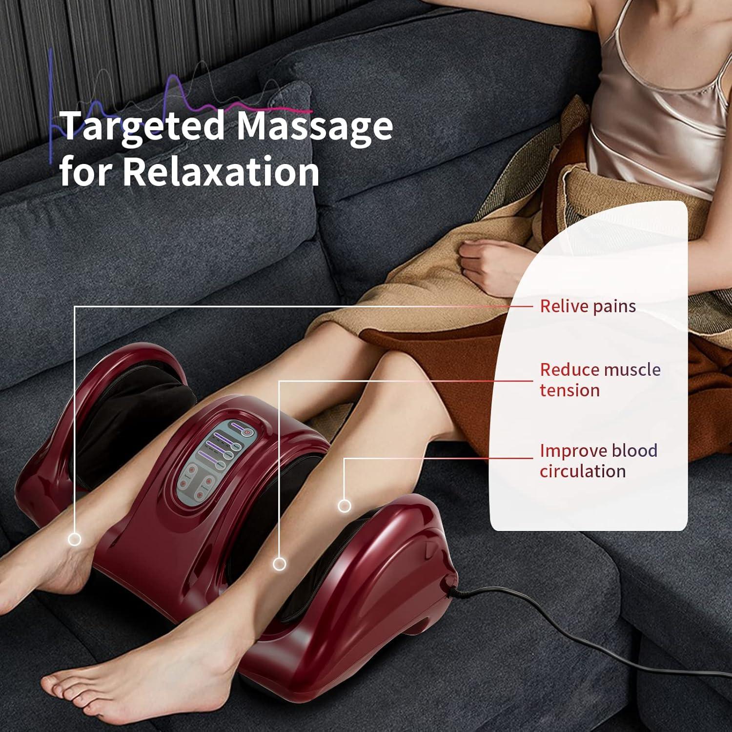 image:imageGiantex Shiatsu Foot Massager Machine for Feet Nerve Pain Therapy Spa Gift Deep Kneading Rolling Massage for Leg Calf Ankle Electric Shiatsu Foot Massager wRemote 4 Modes GrayBurgundy