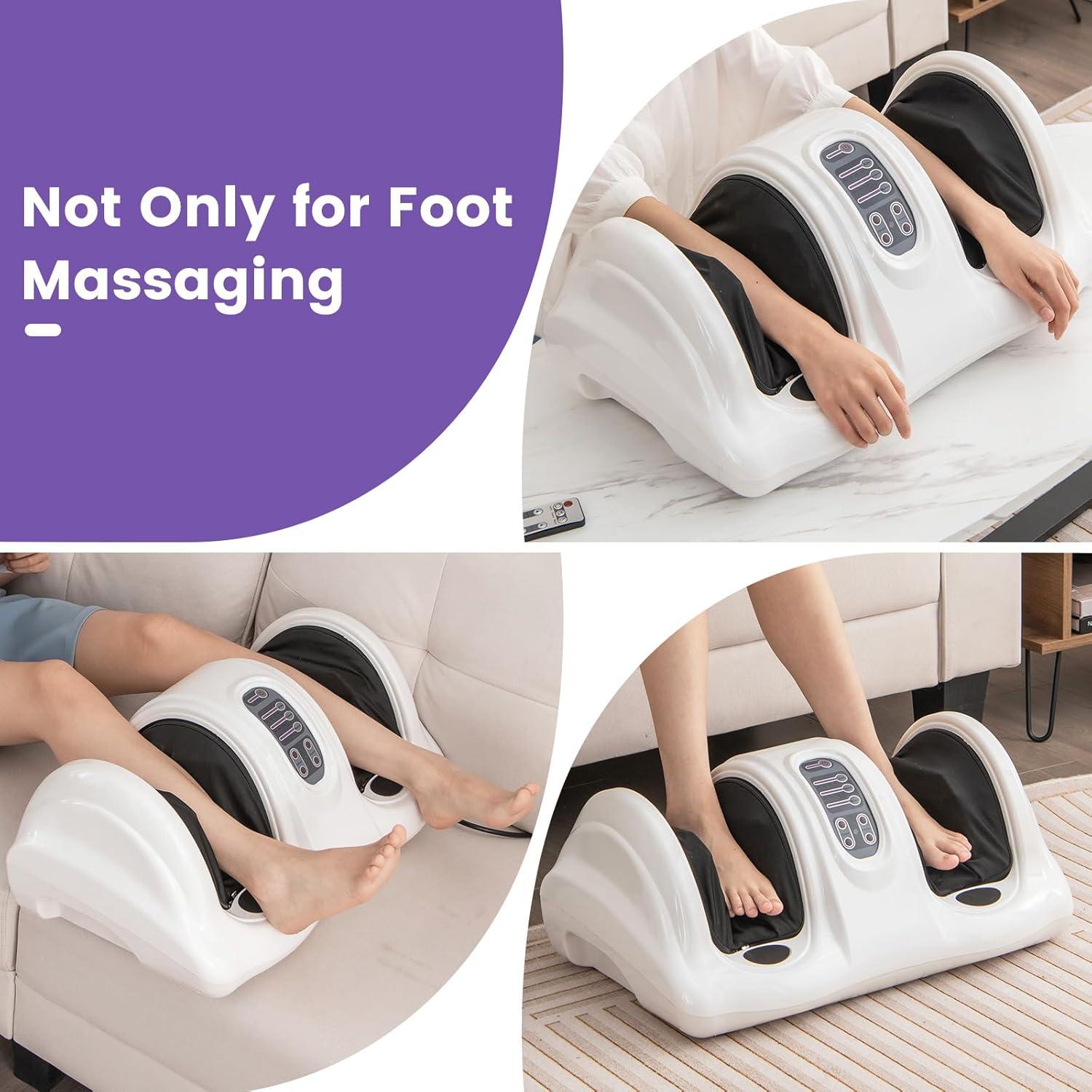 image:imageGiantex Shiatsu Foot Massager Machine for Feet Nerve Pain Therapy Spa Gift Deep Kneading Rolling Massage for Leg Calf Ankle Electric Shiatsu Foot Massager wRemote 4 Modes GrayWhite