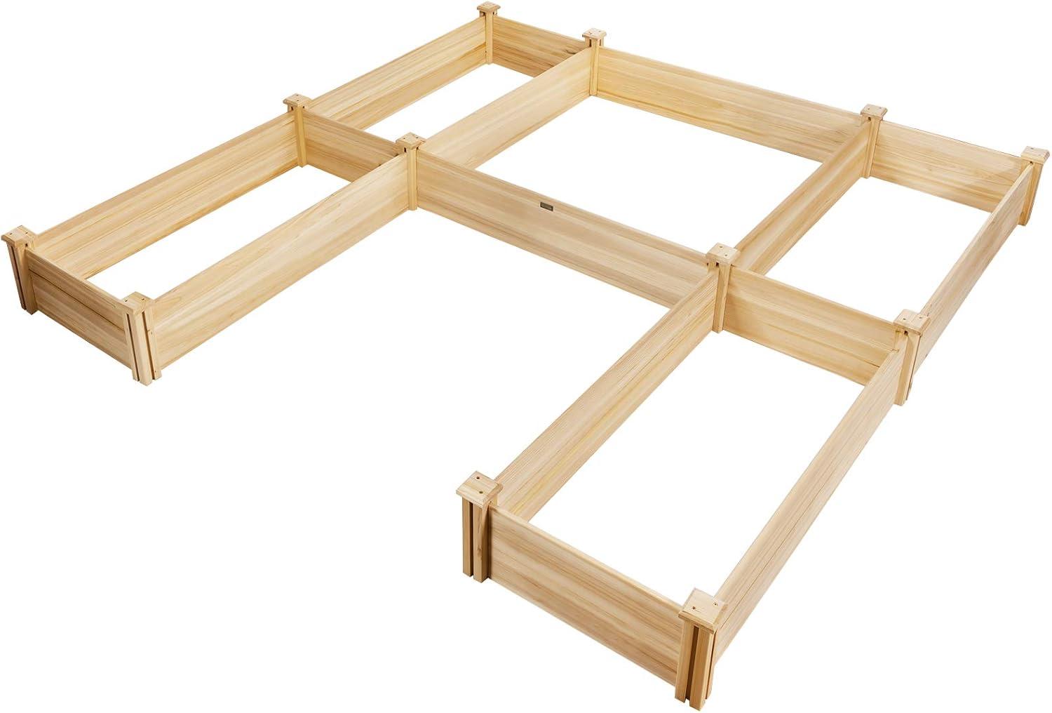 image:imageGiantex UShaped Raised Garden Bed Wood Raised Garden Planter Box for Vegetables and Flowers Easy Assembly Garden Container for Backyard Patio Balcony 925 Lx95 Wx11 H925Lx95Wx11H