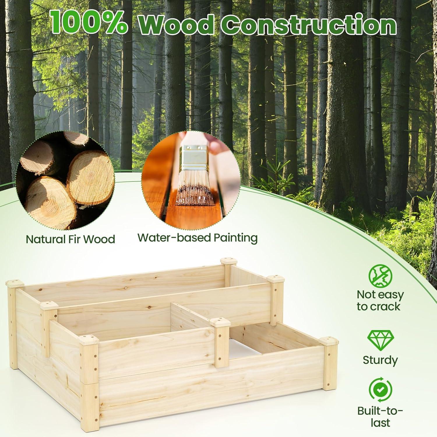 image:imageGiantex UShaped Raised Garden Bed Wood Raised Garden Planter Box for Vegetables and Flowers Easy Assembly Garden Container for Backyard Patio Balcony 925 Lx95 Wx11 H43Lx35Wx145H