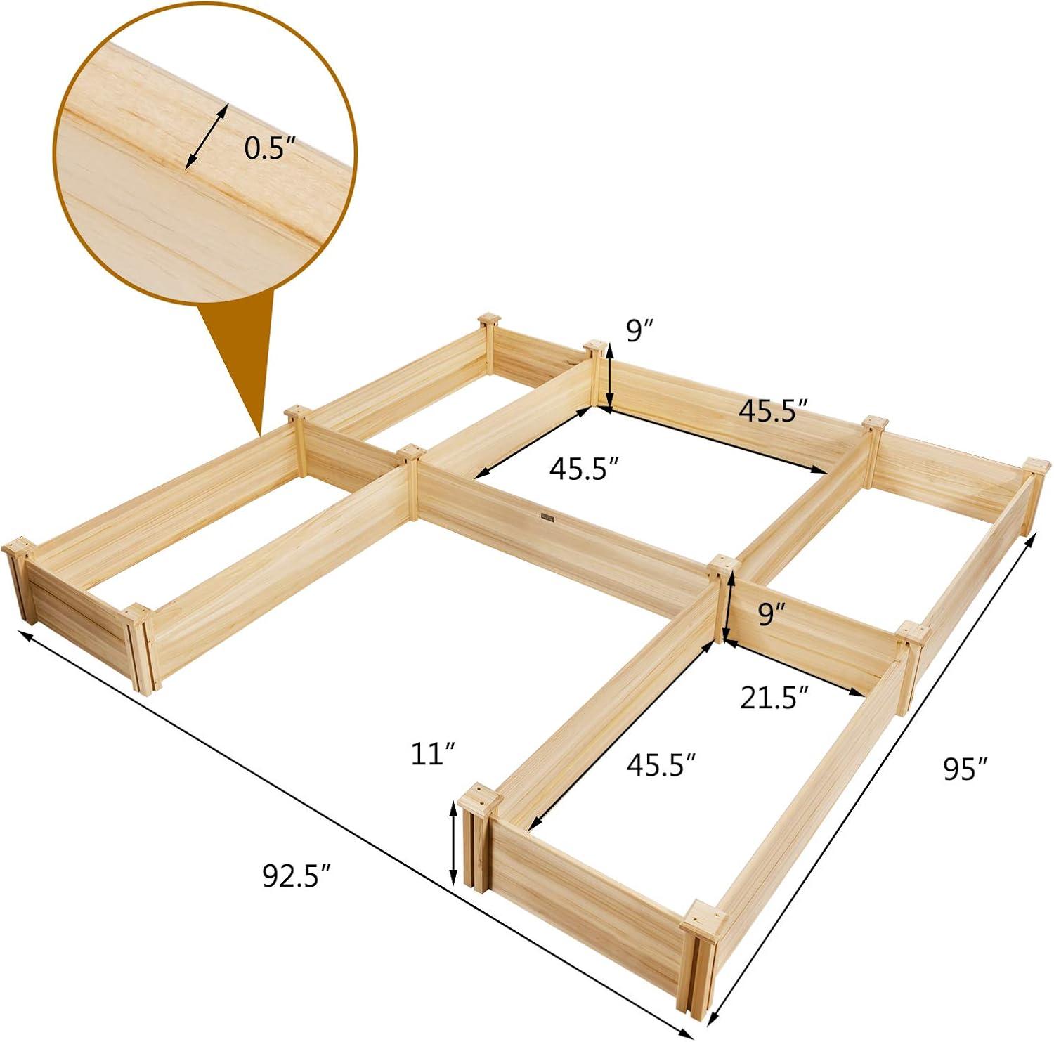 image:imageGiantex UShaped Raised Garden Bed Wood Raised Garden Planter Box for Vegetables and Flowers Easy Assembly Garden Container for Backyard Patio Balcony 925 Lx95 Wx11 H925Lx95Wx11H