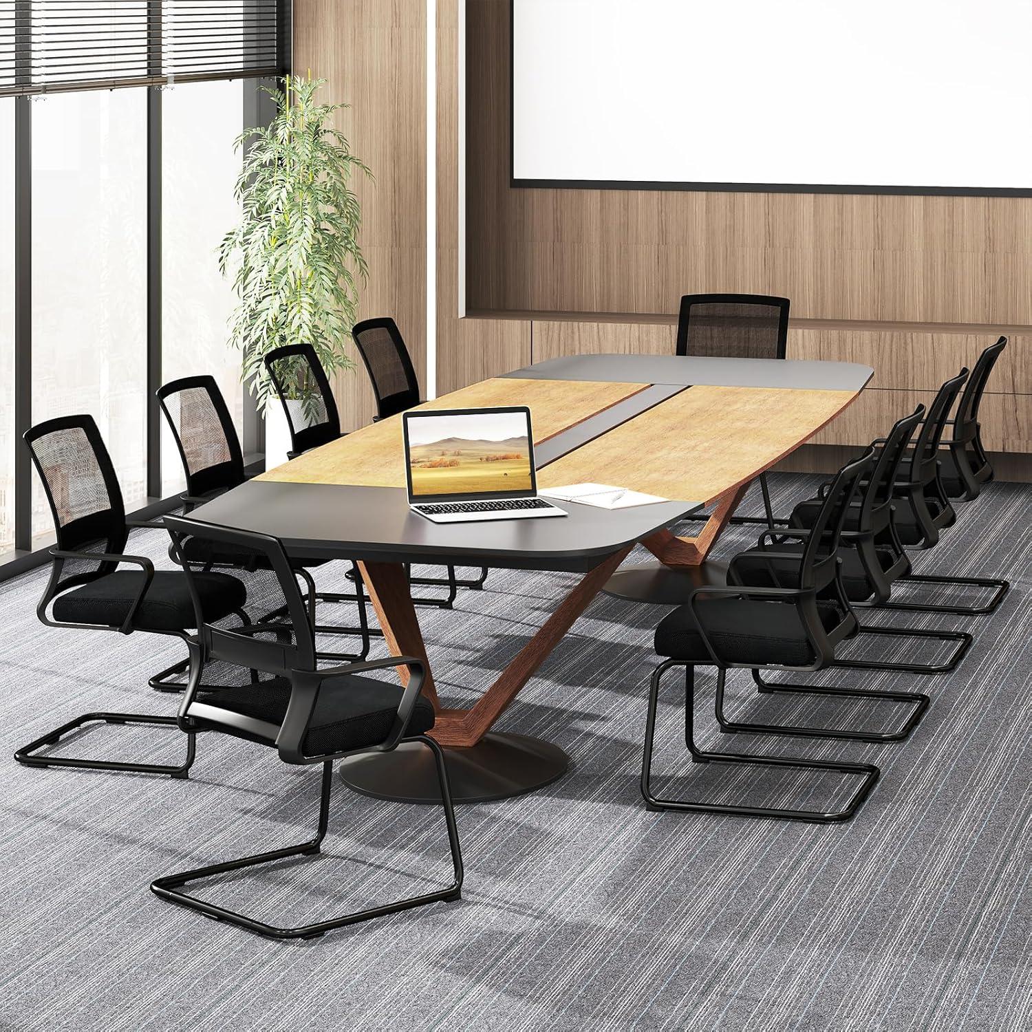 image:imageGiantex Waiting Room Chair Set of 2 Office Guest Chairs wErgonomic Mesh Backrest Lumbar Support amp Armrests Mesh Chairs wMetal Sled Base for Office Conference Room Reception Black6