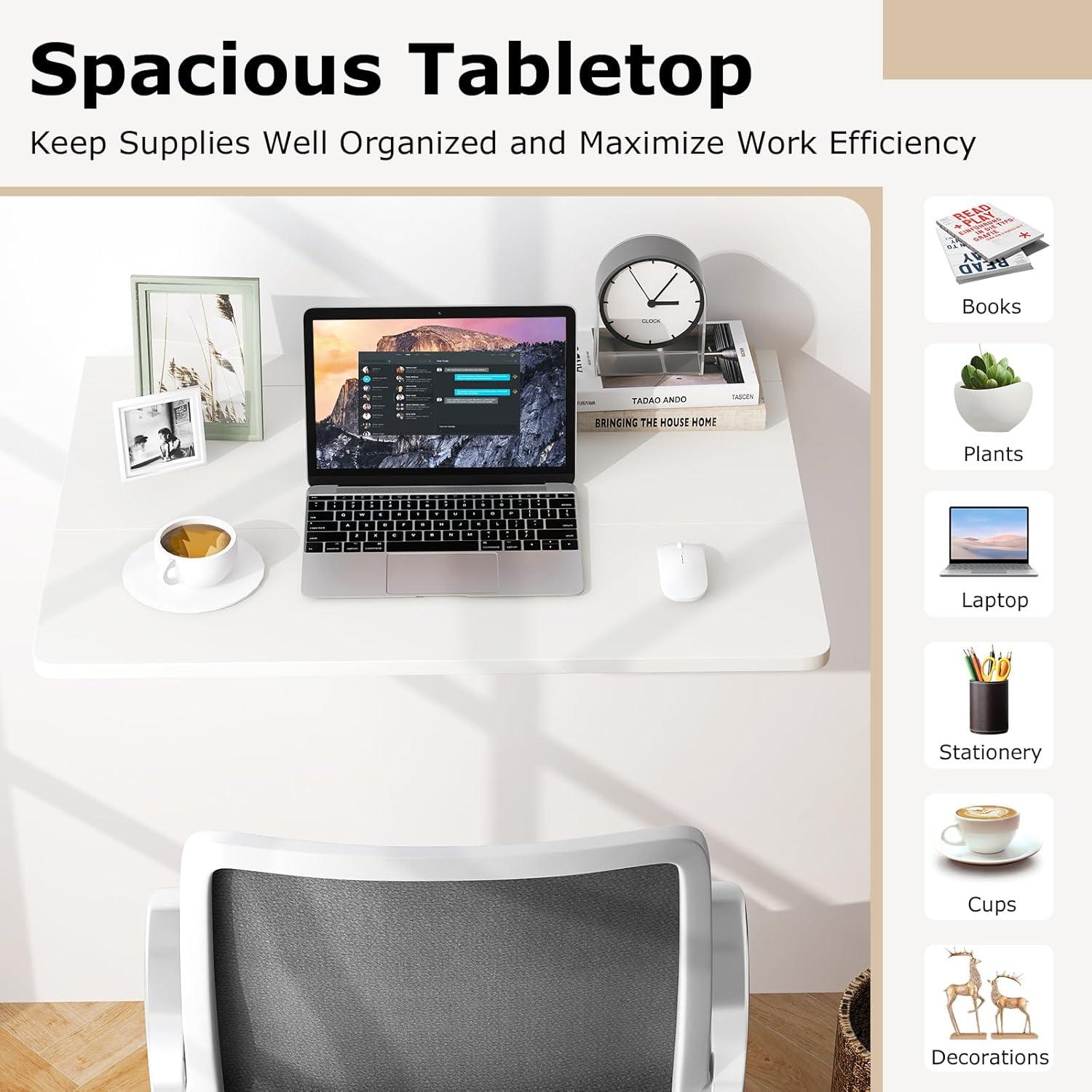 image:imageGiantex Wall Mounted Folding Table 315 x 235 Wood Murphy Desk DropLeaf Table Space Saving Foldable Floating Desk Wall Desk Fold Down for Small Spaces Study Bedroom Bathroom GrayWhite