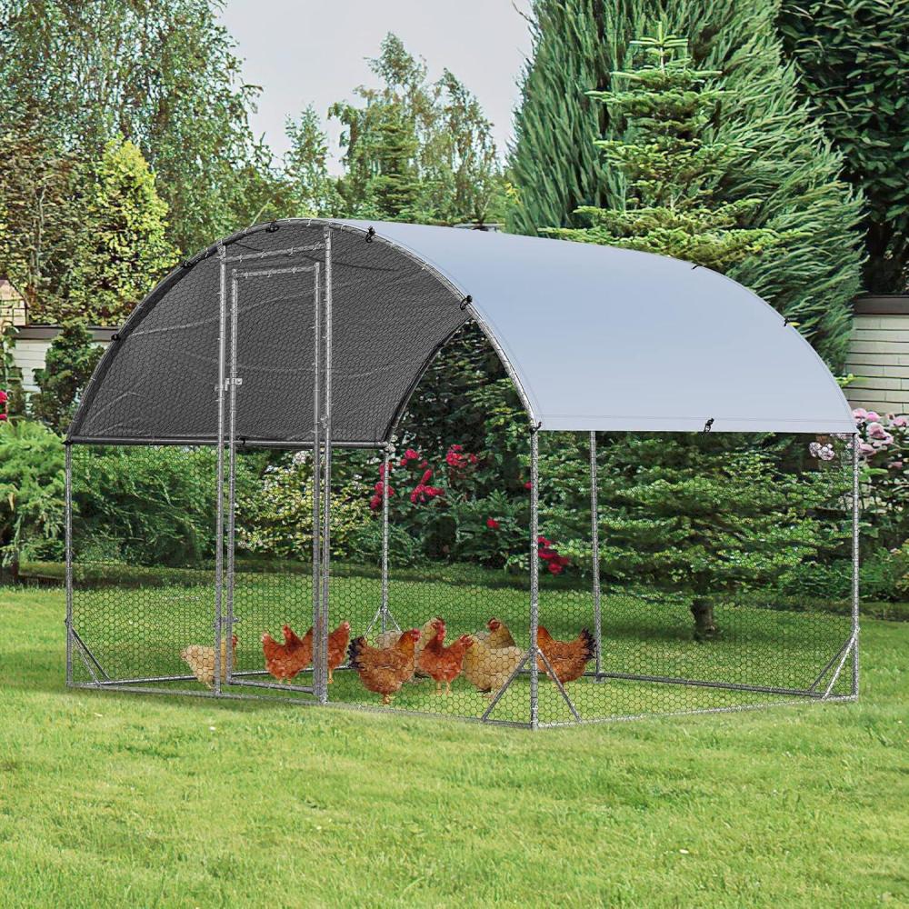 image:imageGiantex 23ft Large Metal Chicken Coop Walkin Chicken Run Poultry Cage Waterproof SunProof Cover Galvanized Steel Frame Hen Duck Rabbit House Outdoor Farm Yard 23 x 66 ft Half SpireDome