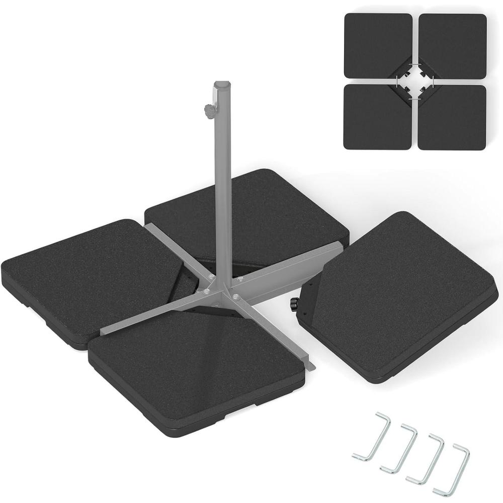 image:imageGiantex 284 lbs Fillable Offset Patio Umbrella Base 4PCS Umbrella Stand Water Sand Weight for Cantilever Umbrella 4 Connecting Pins EasyFilling Spouts Outdoor Market Umbrella Holder for Garden2250 Pounds