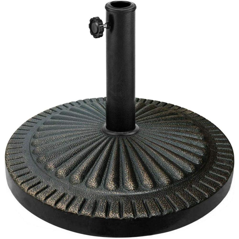 image:imageGiantex 315 lbs Patio Market Umbrella Base Heavy Duty Cast Iron Resin Outdoor Stand Vintage Garden Umbrella Holder Umbrella Holder for Deck Porch Lawn GardenBlack