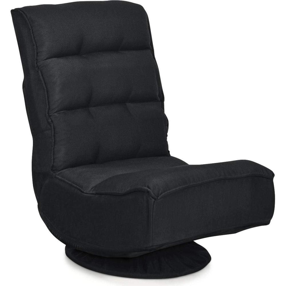 image:imageGiantex 360 Degree Swivel Floor Chair Folding Floor Gaming Chair with 6 Positions Adjustable Lazy Sofa Lounge Chair wTufted Back Support Video Gaming Chair for Reading TV Watching BlackBlack
