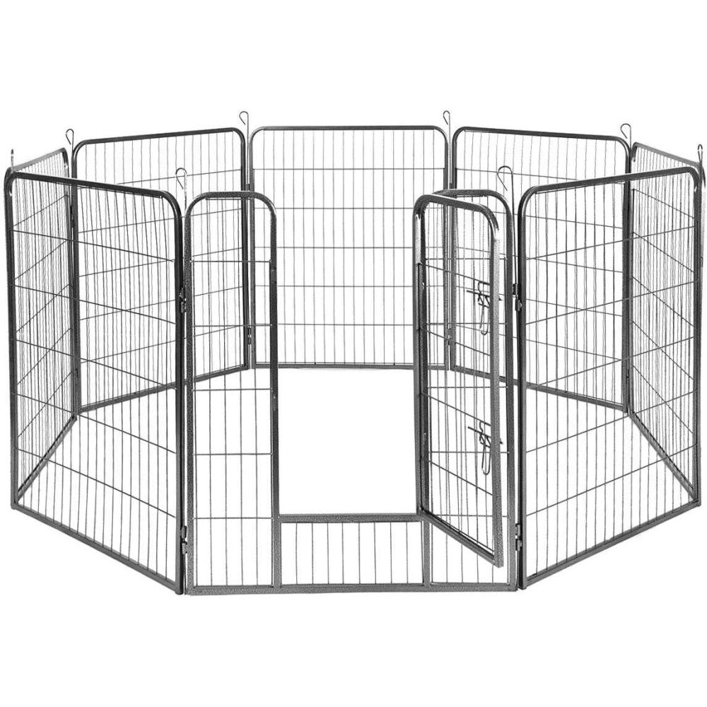 image:imageGiantex 40 inch Dog Fence with Door 168 Panels Dog Playpen for Outside Large Dogs Portable Pet Playpen Fencing Enclosures Heavy Duty Metal Camping Fences for The Yard 16 Panels 40 inch8 Panels