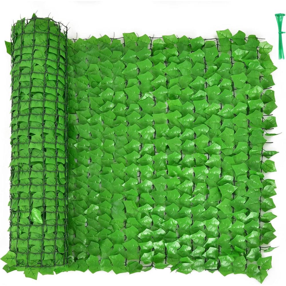 image:imageGiantex 4PCS Artificial Ivy Privacy Fence Screen 118 x 394 Artificial Hedges Fence Faux Ivy Vine Greenery Wall Outdoor Privacy Fence Covering for Yard Garden Patio Decoration Dark GreenGreen