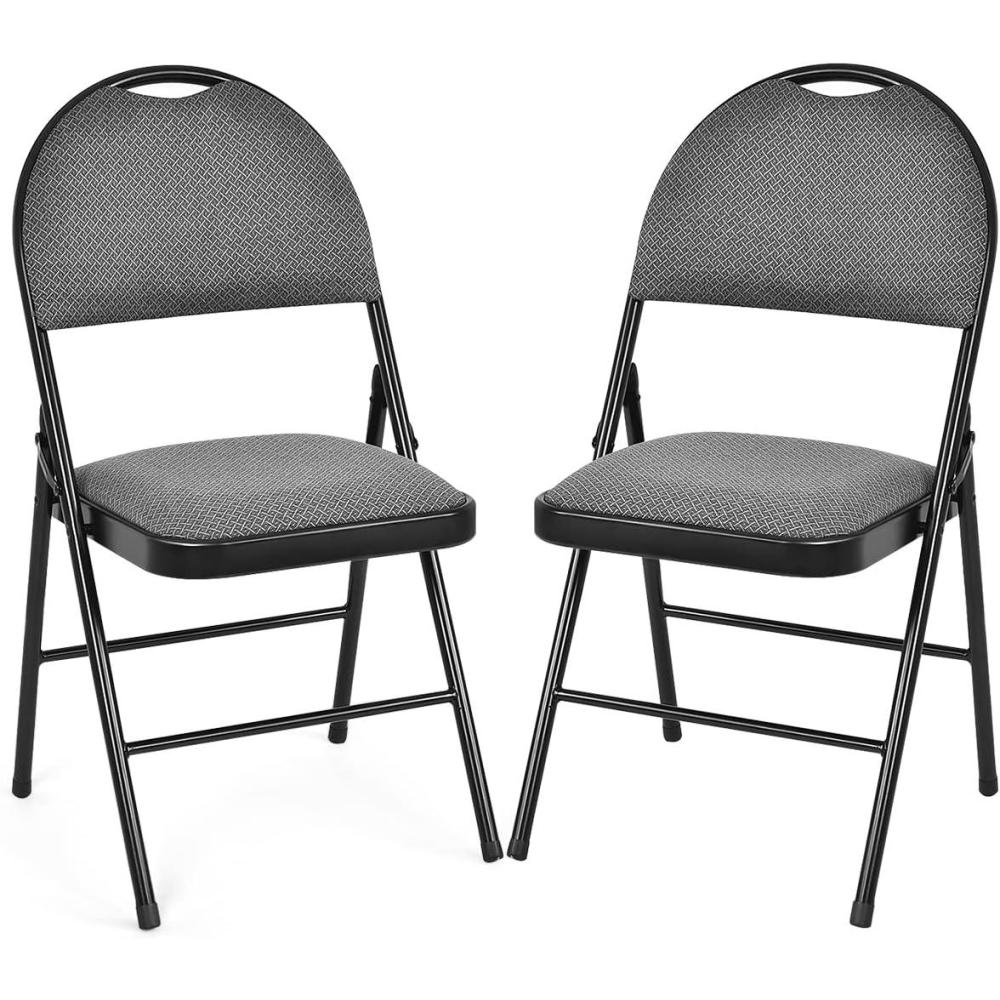 image:imageGiantex 6Pcs Folding Chairs Set Foldable Dining Chairs with Upholstered Seat NonSlip Footpads Commercial Guest Chairs Pack of 6 Waiting Room Chair for Events Office Wedding Party Kitchen GreyGrey