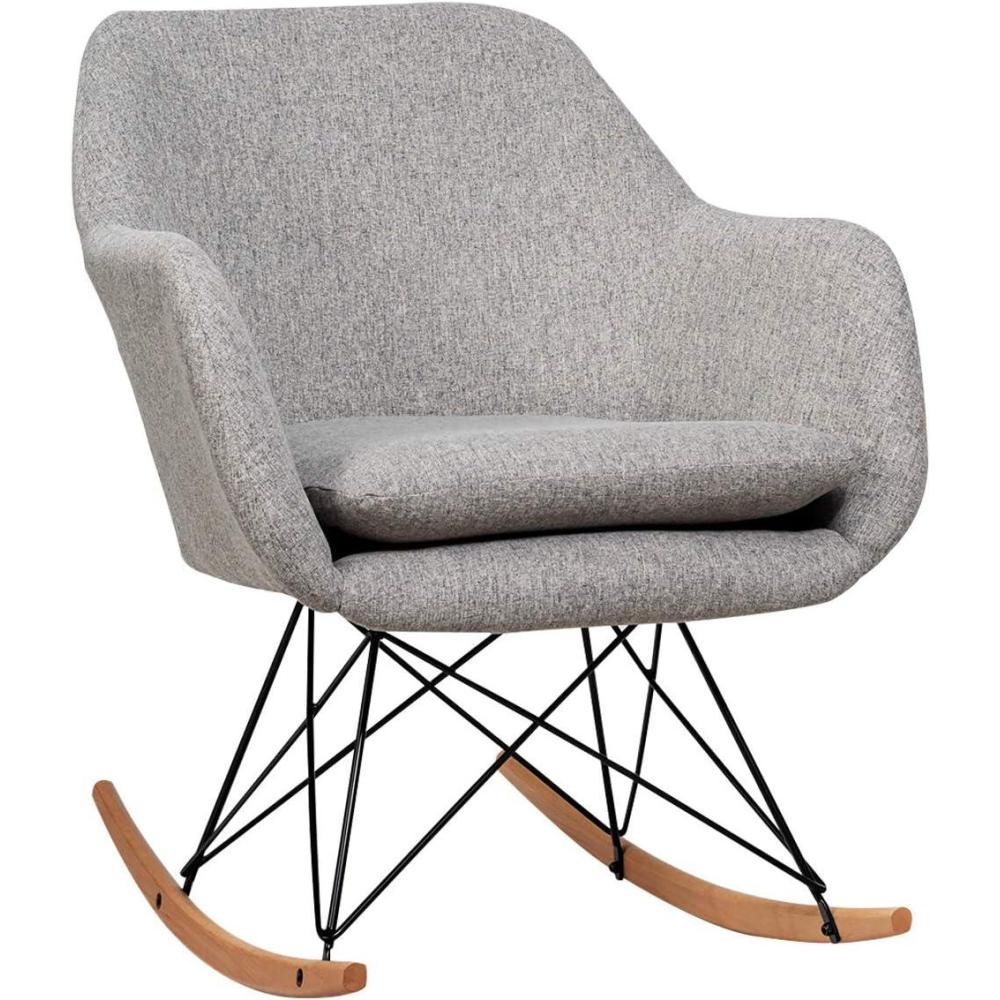 image:imageGiantex Accent Rocking Chair with Cushion Upholstered Rocking Arm Chair wSolid Steel Wood Leg Modern Rocker Chair for Balcony Bedroom 1 Grey