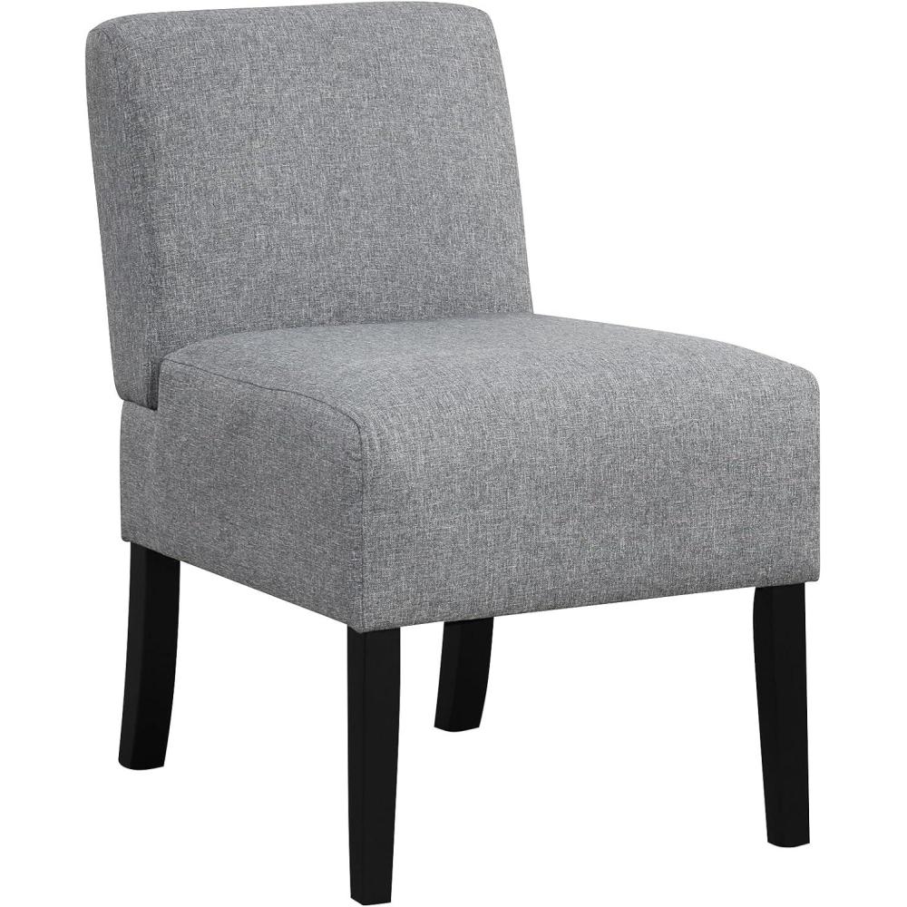 image:imageGiantex Armless Accent Chair Upholstered Living Room Chair with Rubber Wood Legs Modern Slipper Side Chair Reading Chair for Living Room Bedroom Waiting Room Office Small Spaces GreyGrey