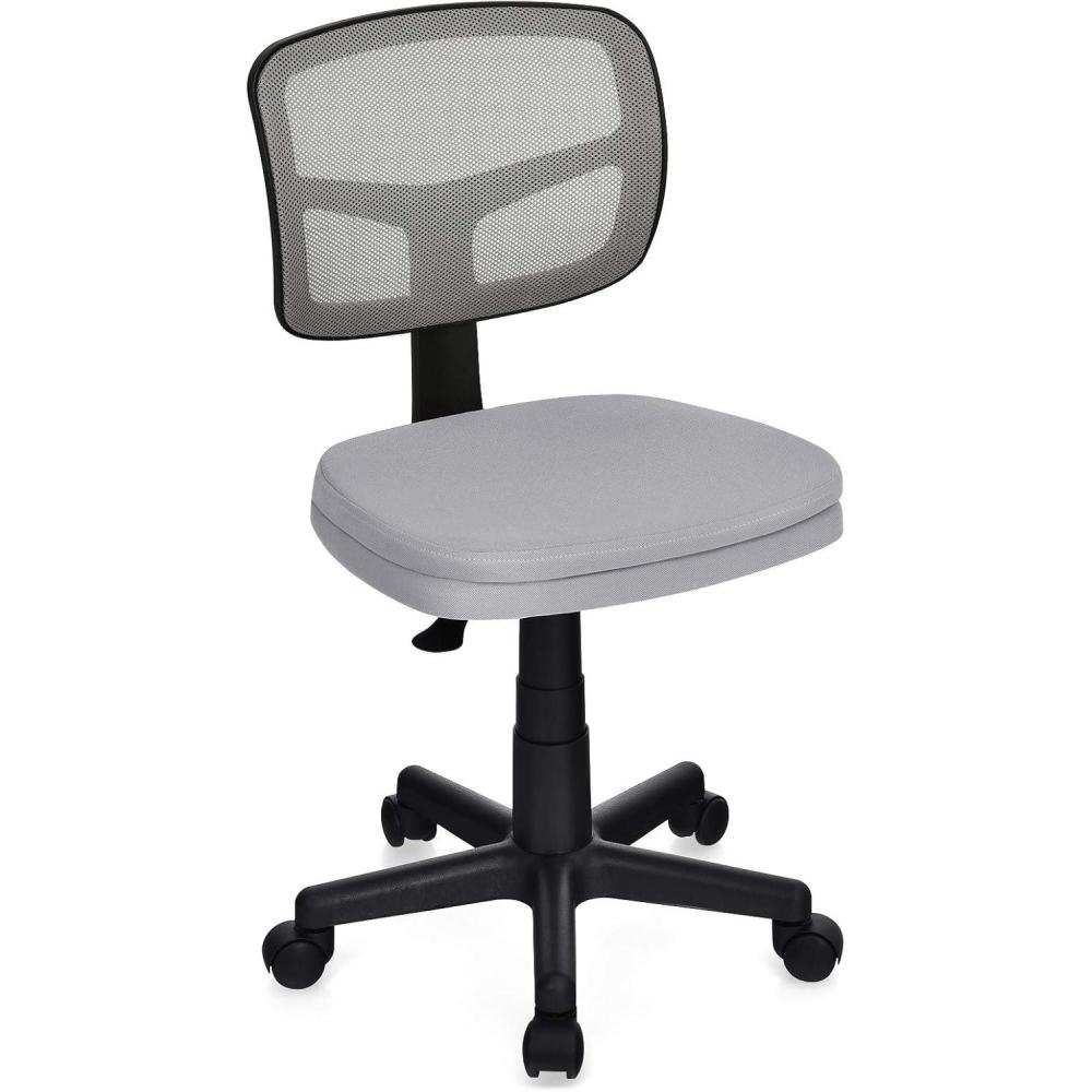 image:imageGiantex Armless Desk Chair LowBack Computer Chair Ergonomic Small Task Chair with Adjustable Height YShaped Support for Adults Teens Kids 360 Swivel Office Chair BlueGrey