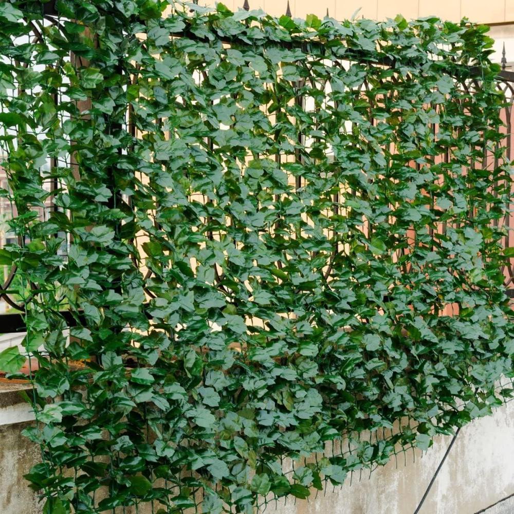 image:imageGiantex Artificial Faux Ivy Privacy Fence 118x59 Artificial Hedge Faux Ivy Vine Leaf Greenery Wall Screen Decorative Trellis Fence Covering for Outdoor Porch Garden Patio95x59
