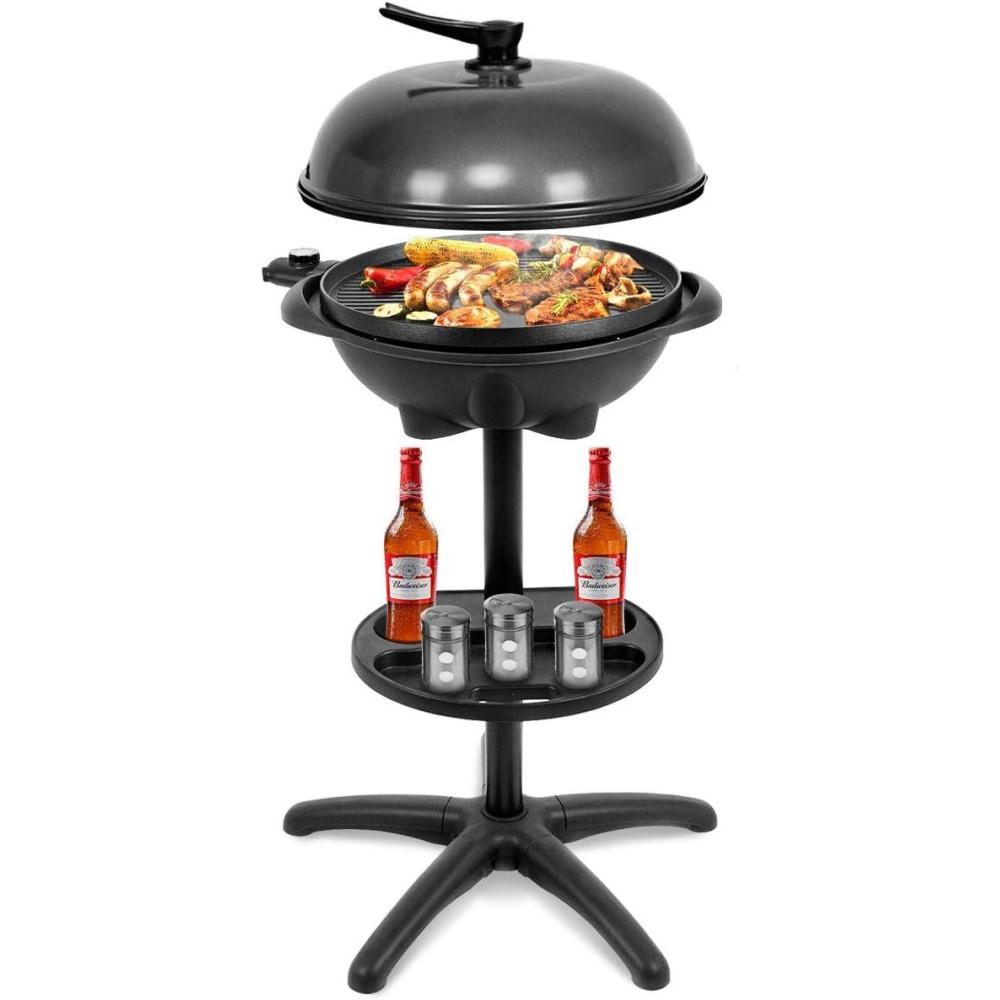image:imageGiantex Electric Grill Indoor Outdoor Nonstick Grill Griddle Plate 3 Cooking Zones Temperature Control Drip Tray 1350W 200sqin BBQ Grill for Balcony Apartments Backyard Party Camping BlackBlack