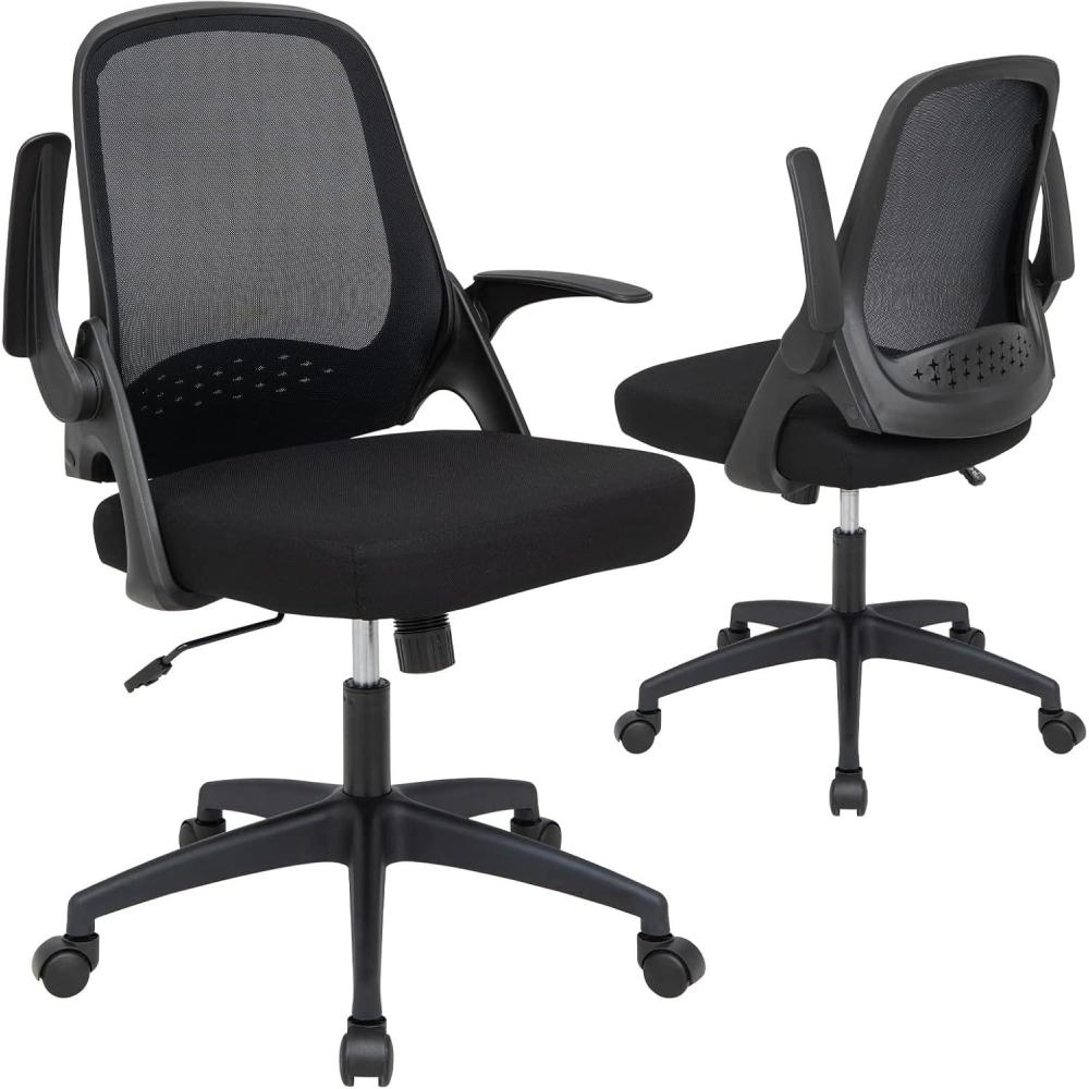 image:imageGiantex Ergonomic MidBack Mesh Computer Chair wLumbar Support Flipup Armrests Height Adjustable Swivel Task Chair for Home Office BlackBlack