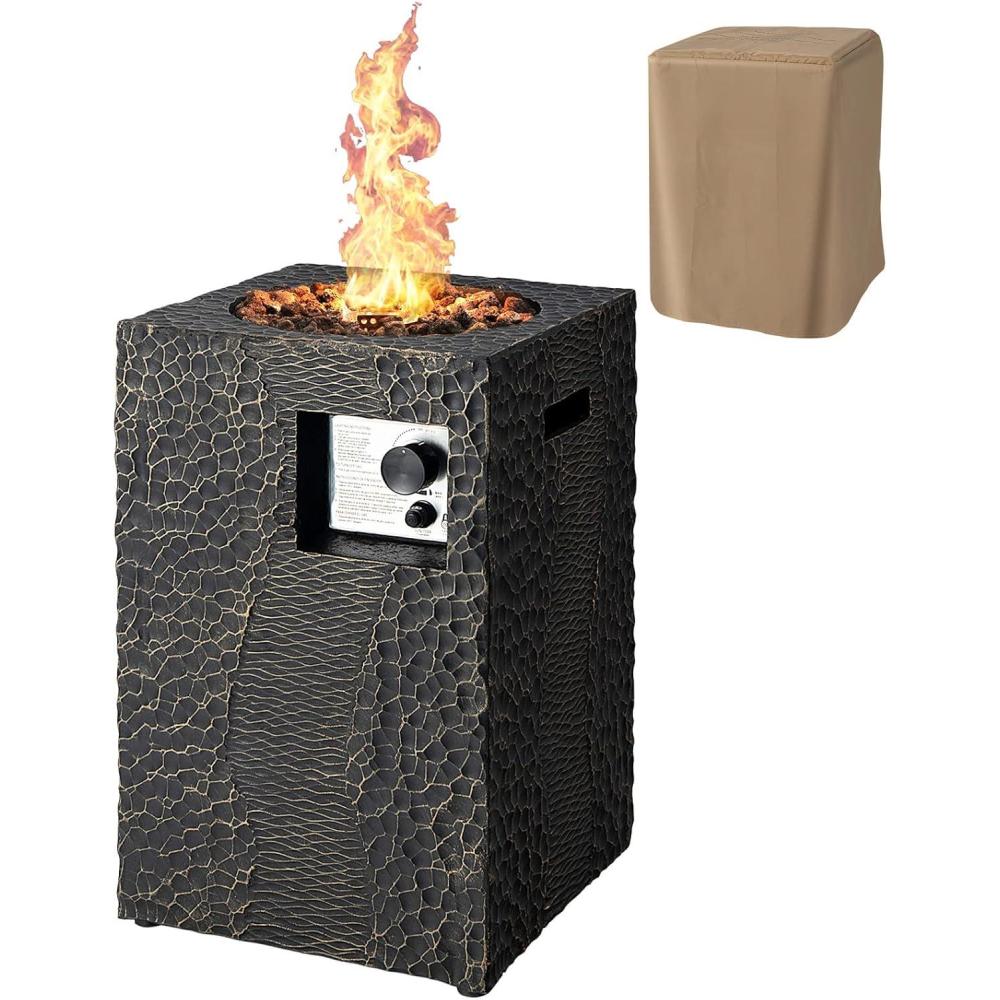 image:imageGiantex Fire Pit for Outside 16Gas Fireplaces 30000 BTU Electronic Ignition Square with Lava Rocks Instant Touchup Pen Waterproof Cover for PatioOutdoor CSA Certified Outdoor FirepitsBlackBlack
