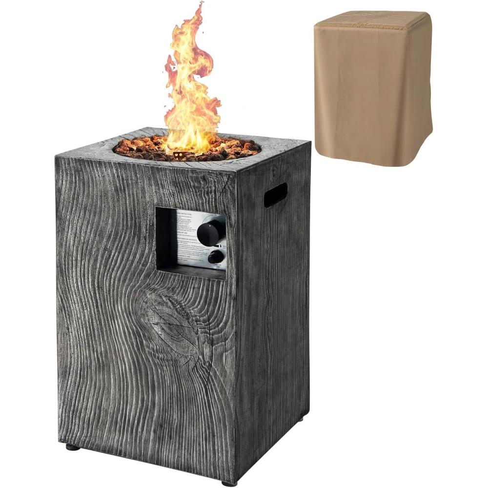 image:imageGiantex Fire Pit for Outside 16Gas Fireplaces 30000 BTU Electronic Ignition Square with Lava Rocks Instant Touchup Pen Waterproof Cover for PatioOutdoor CSA Certified Outdoor FirepitsBlackGray