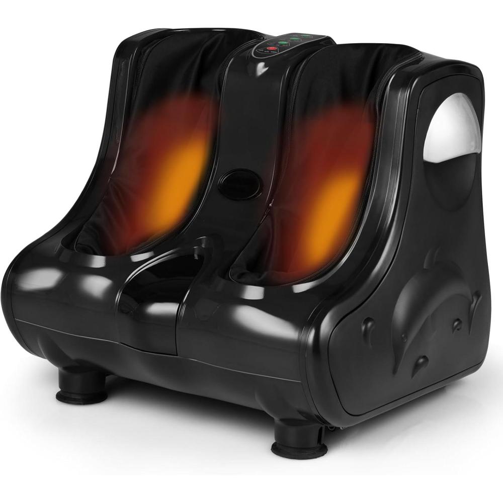 image:imageGiantex Foot and Calf Massager with Heat  Shiatsu Foot Massager Machine with Vibration Deep Kneading 3Level Intensity Modes Electric Foot Massager for Tired Feet Leg Calf Pain Relief RedBlack
