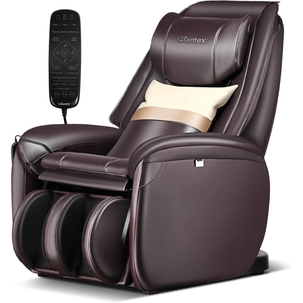 image:imageGiantex Full Body Massage Chair Zero Gravity SL Track Electric Recliner with Reversible Footrest Back Heater Wheels amp Pillow Shoulder Detection Calf Airbag No Installation Free Indoor DeliveryCoffee