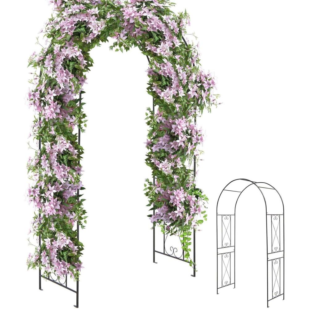 image:imageGiantex Garden Arbors Trellises 72FT Metal Garden Arch for Climbing Plants Roses Wedding Archway with Stakes Patio Trellis Pergola for Lawn Bridal Party Ceremony Decoration