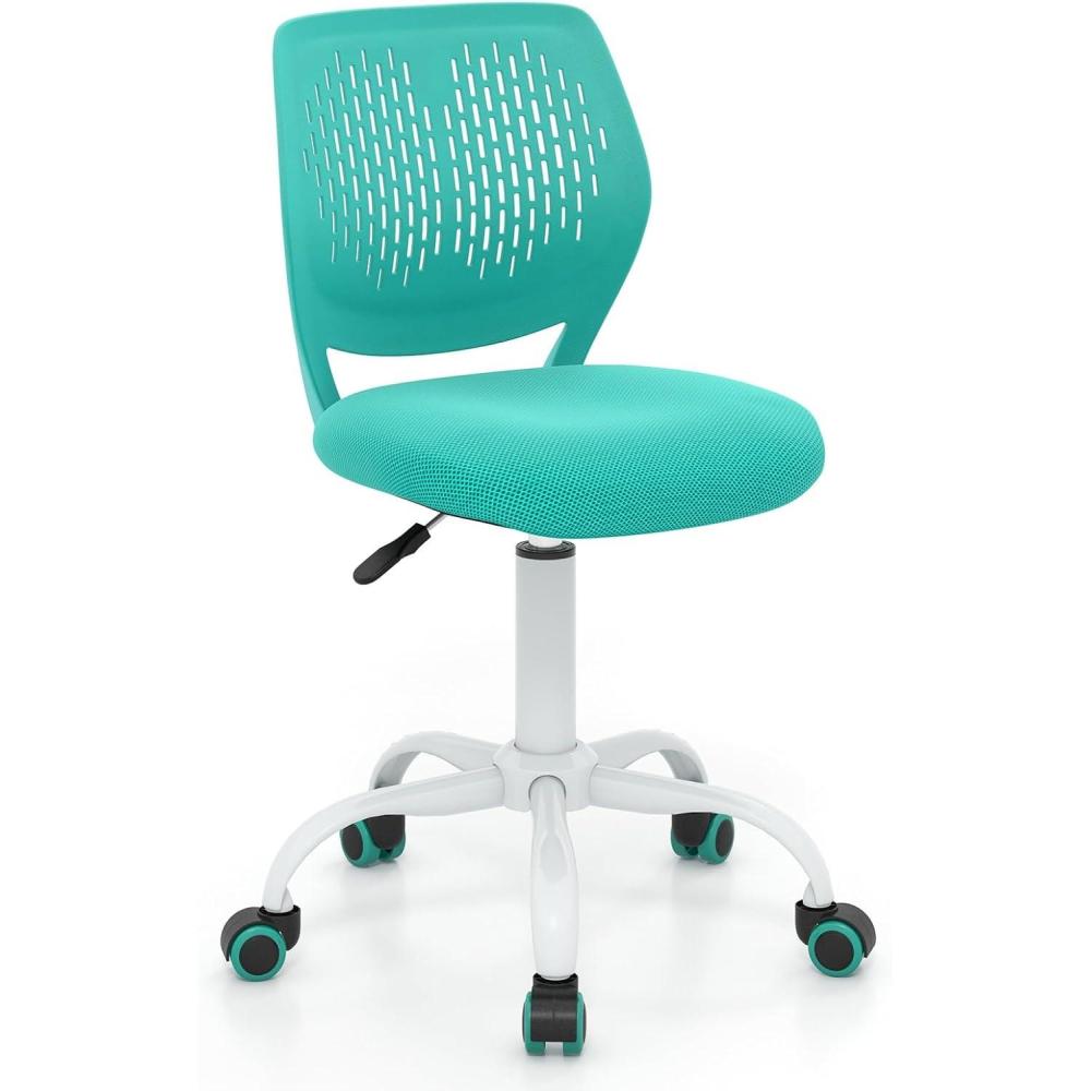 image:imageGiantex Kids Desk Chair Adjustable Children Study Chair Swivel Armless Mesh Task Student Chair Child Desk Chair with Adjustable Height amp Lumbar Support Computer Chair BlueTurquoise