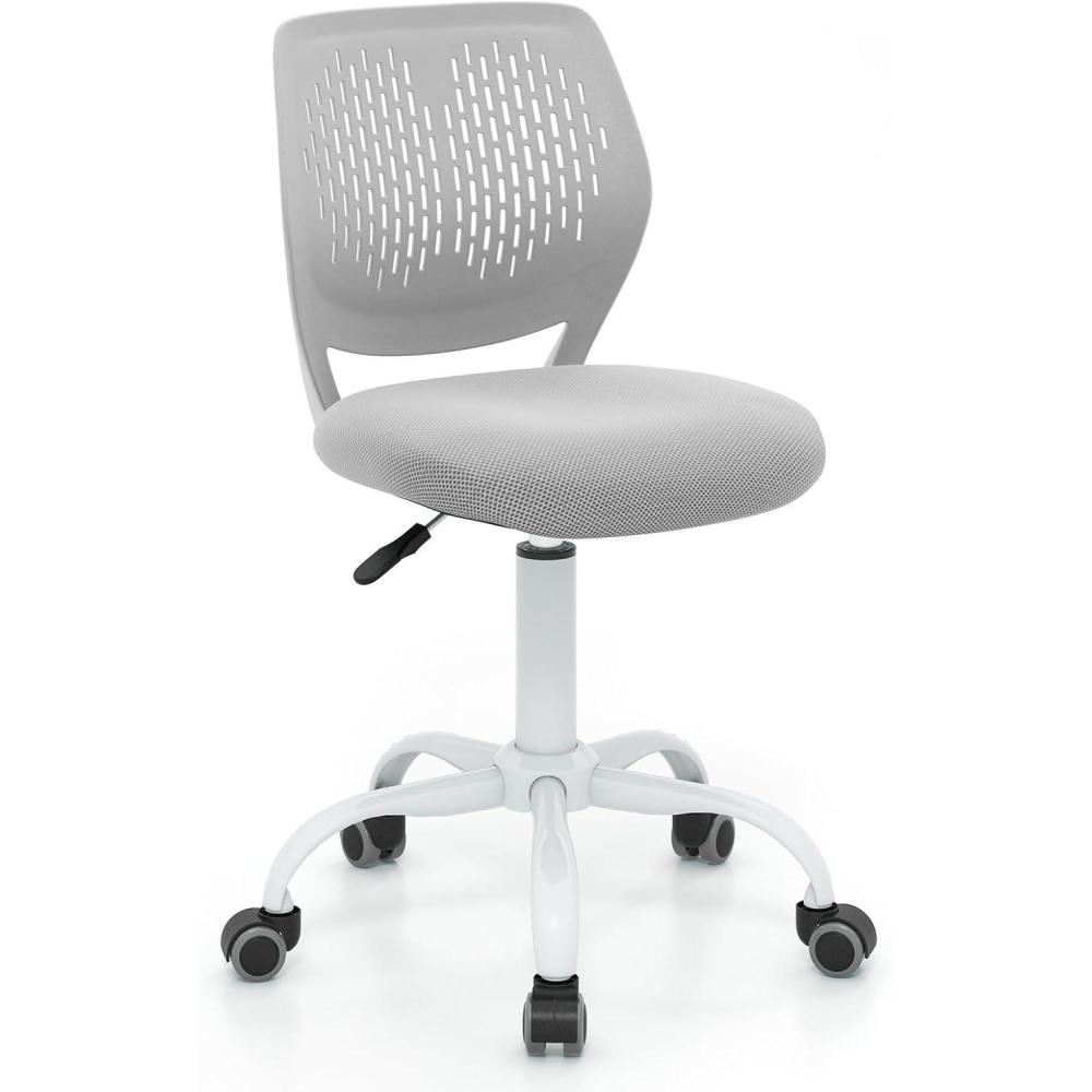 image:imageGiantex Kids Desk Chair Adjustable Children Study Chair Swivel Armless Mesh Task Student Chair Child Desk Chair with Adjustable Height amp Lumbar Support Computer Chair BlueGrey